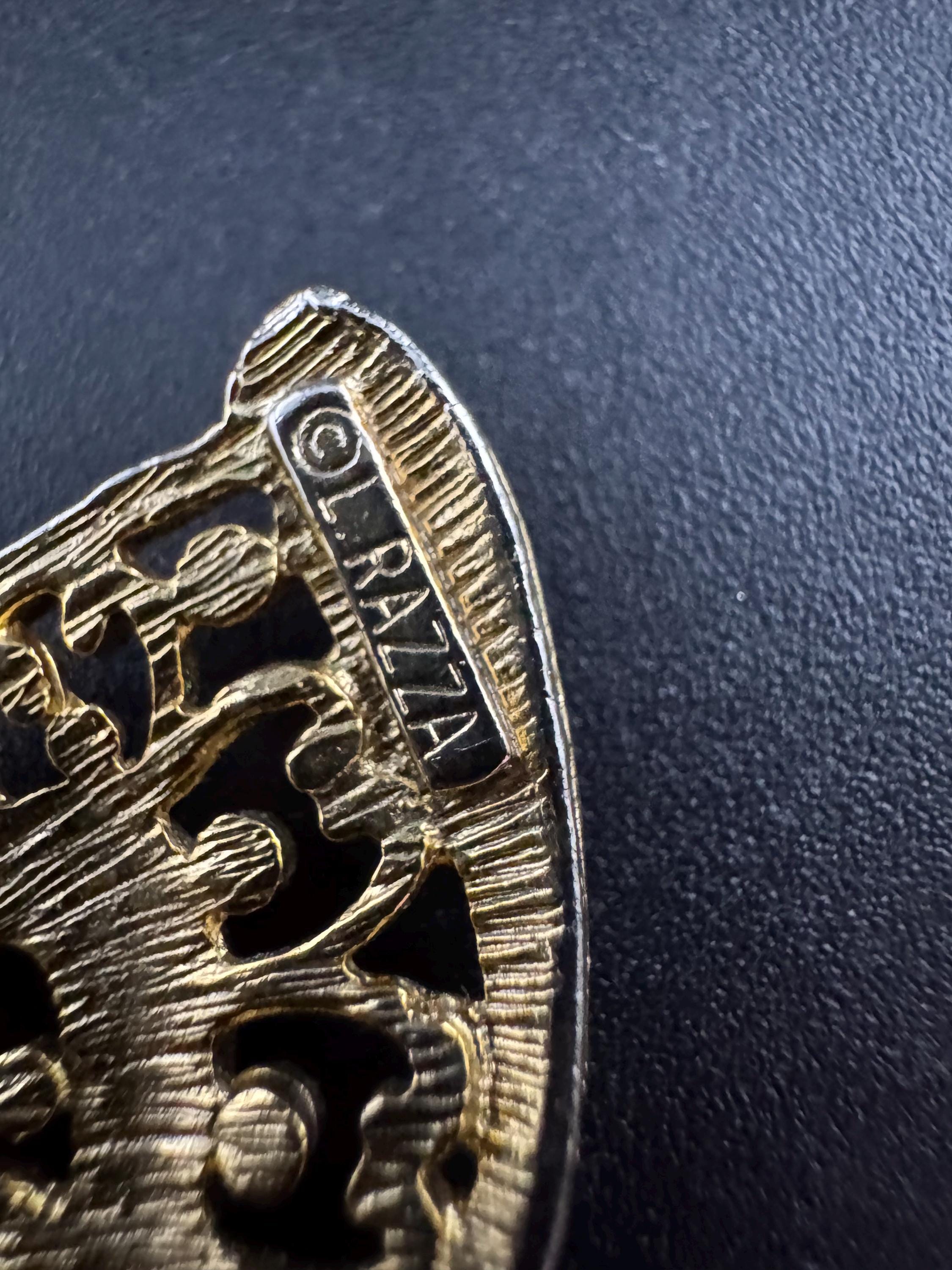 Vintage L RAZZA Butterfly pendant Necklace , 1969s signed gold tone