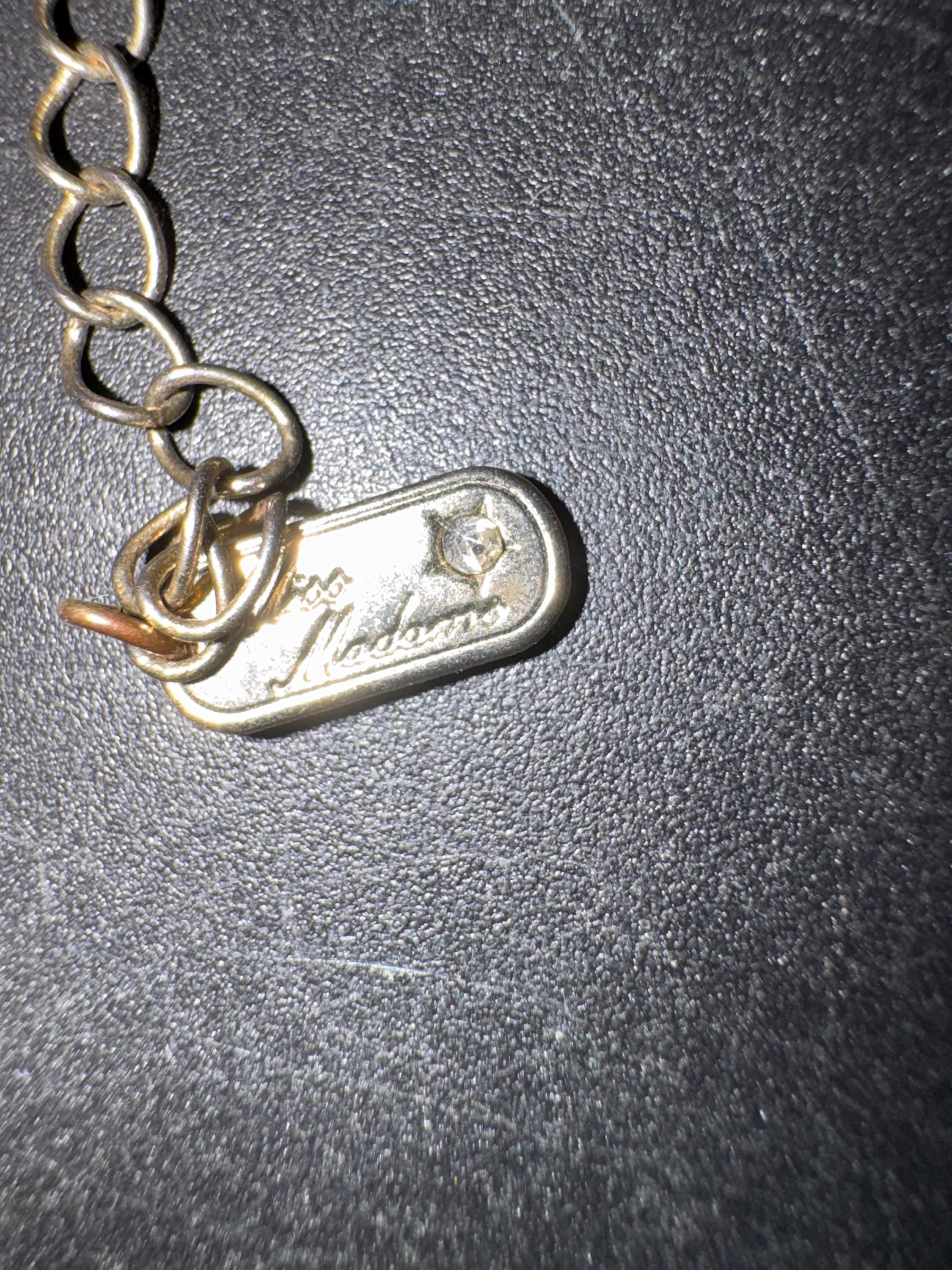 Miss Madam Enamel Owl Pendant Necklace: 80s Gold Plated signed