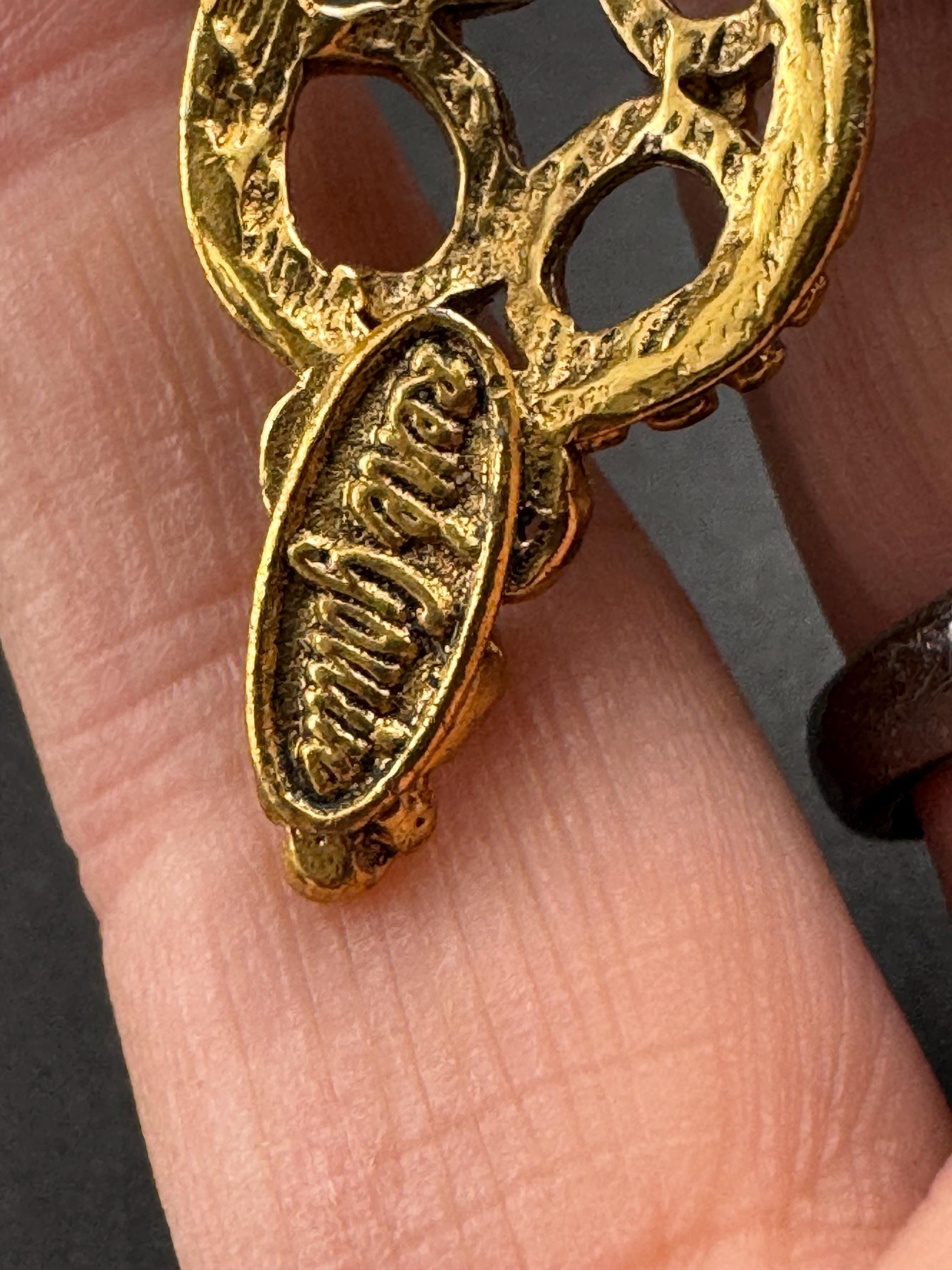 Rene Gouin French cross pendant and brooch, signed and set with faux pearls