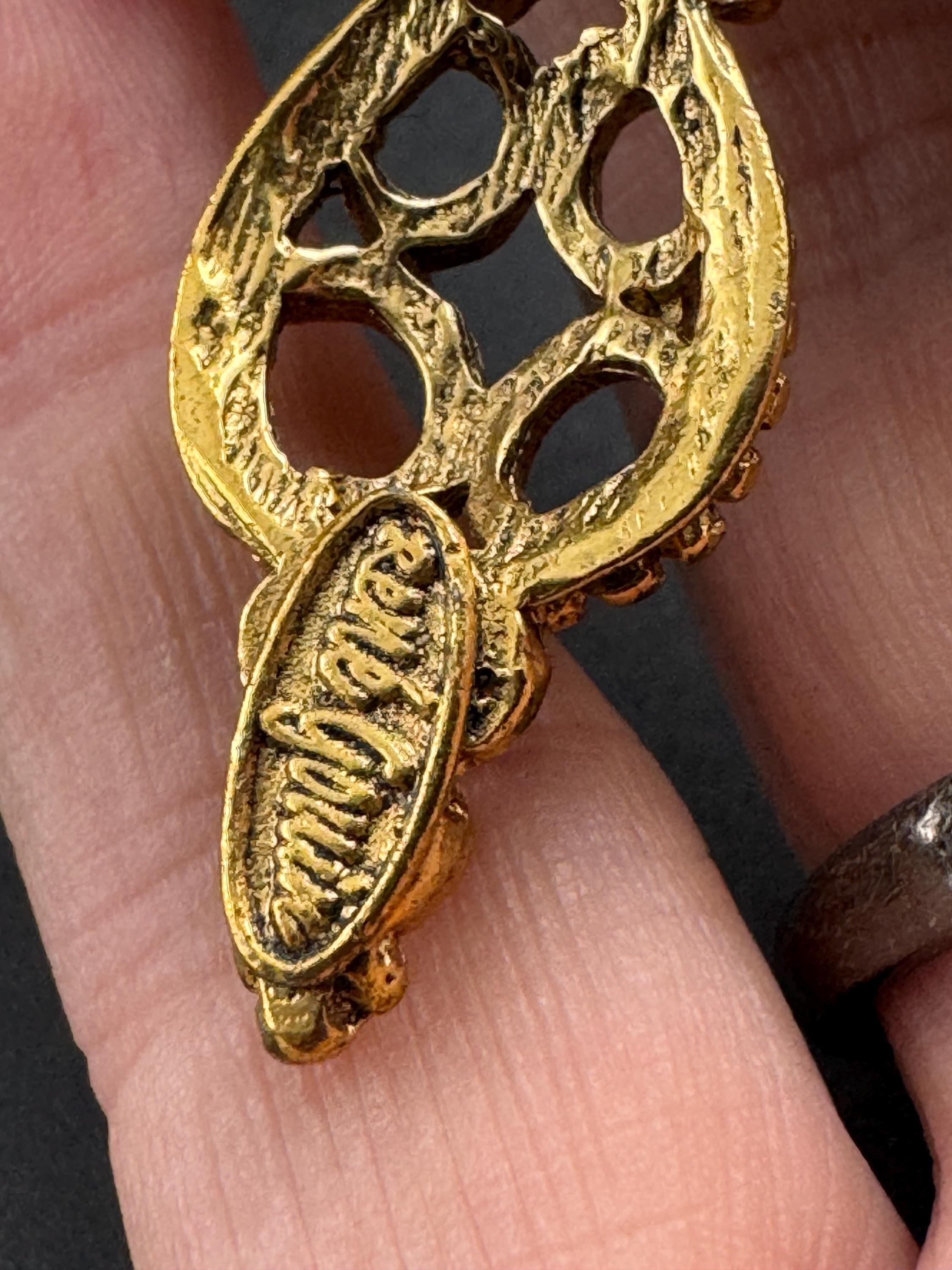 Rene Gouin French cross pendant and brooch, signed and set with faux pearls