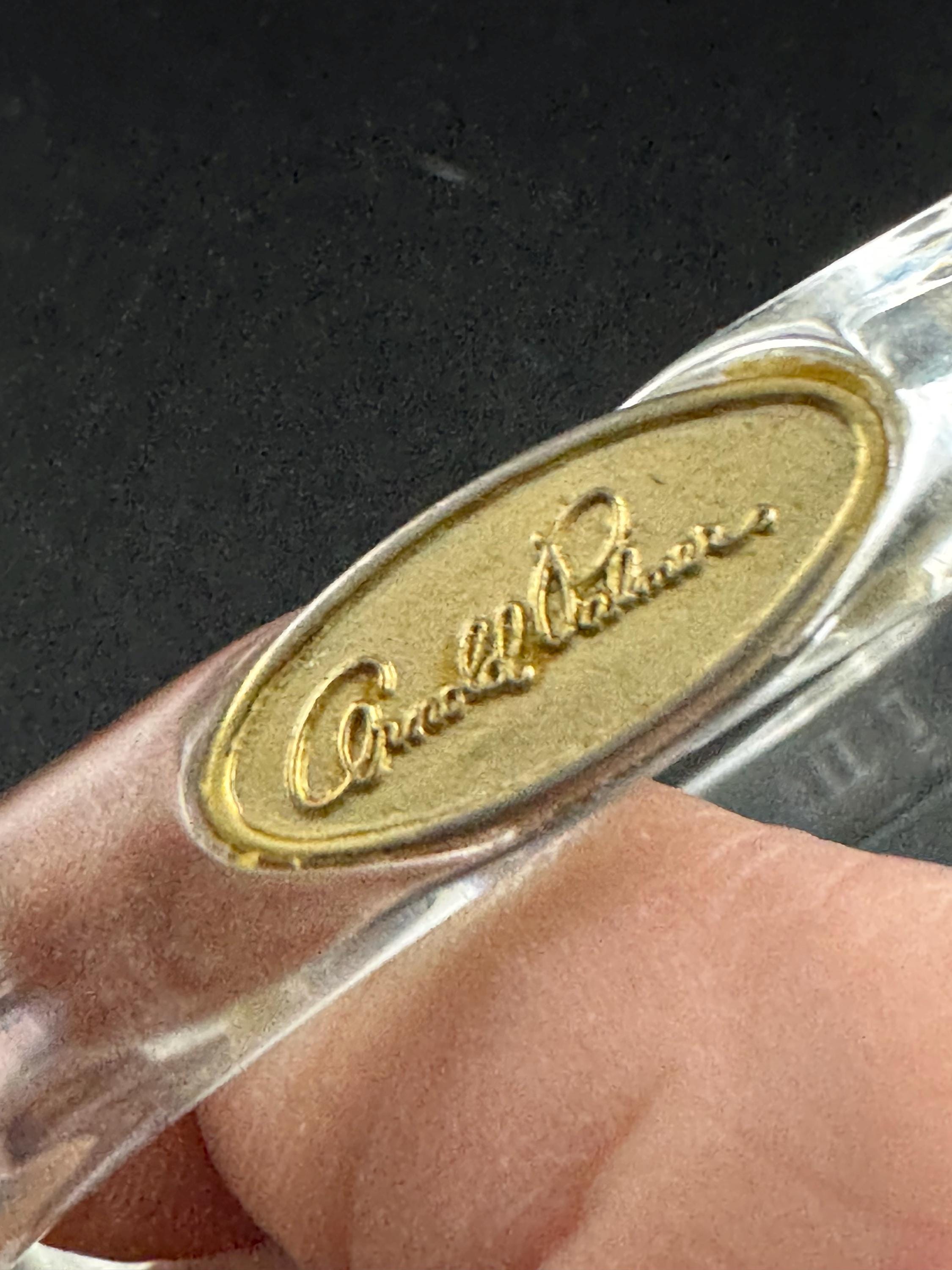 Signed clear lucite plastic diamanté paste bangle, vintage