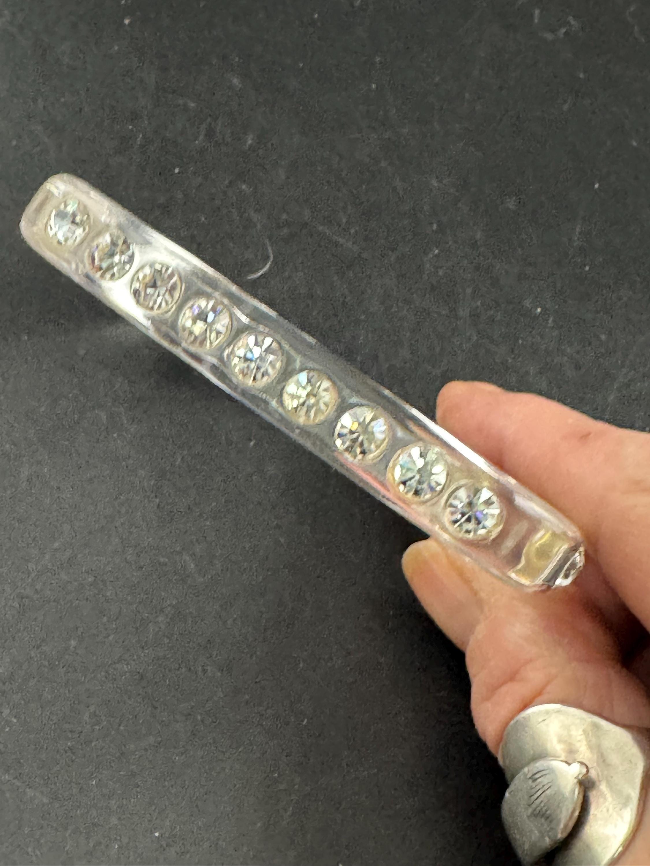 Signed clear lucite plastic diamanté paste bangle, vintage