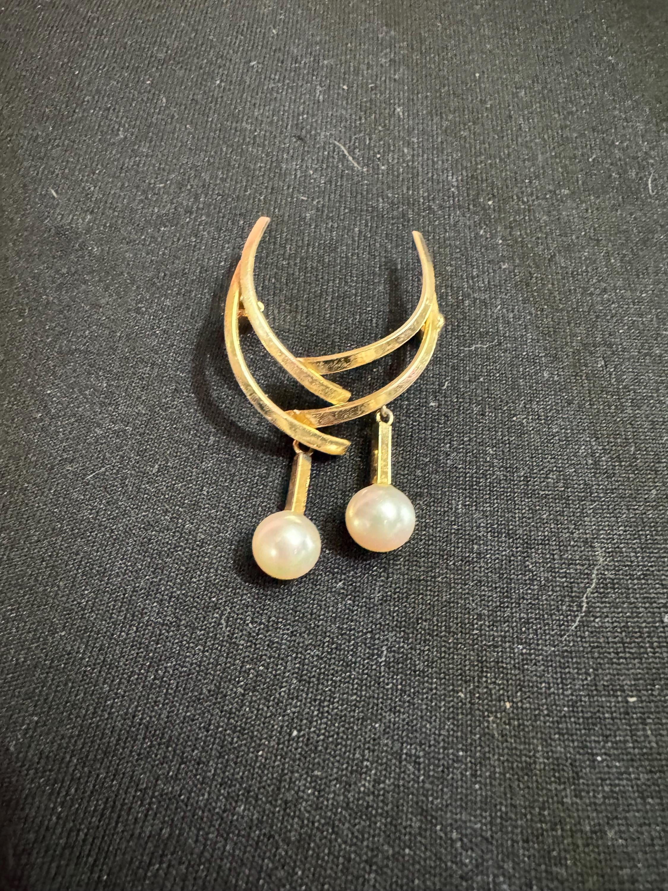 1962 pearl drop brooch by grosse, gold plated , signed and dated