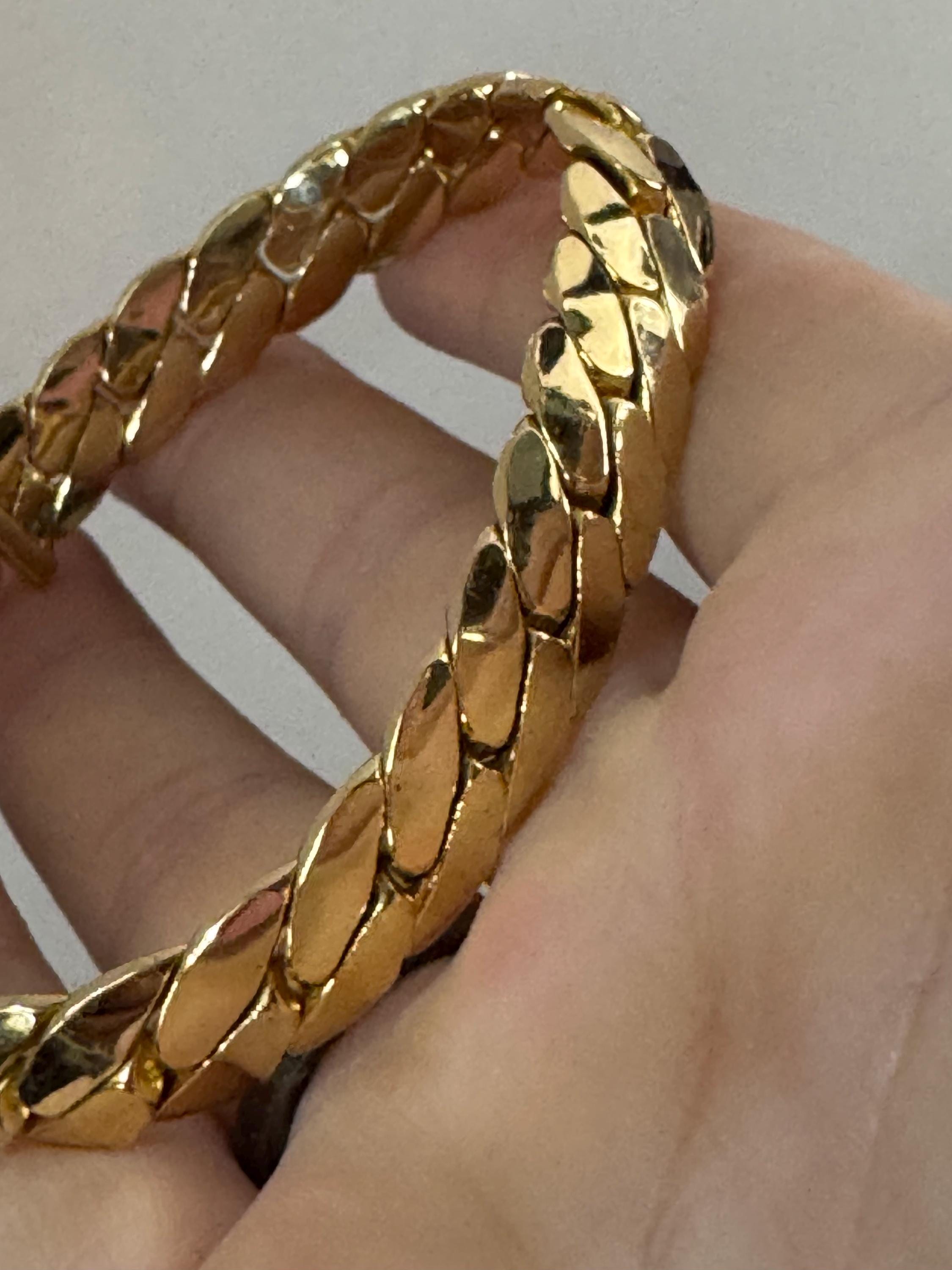 Grosse gold plated curb Bracelet, Modernist signed chain