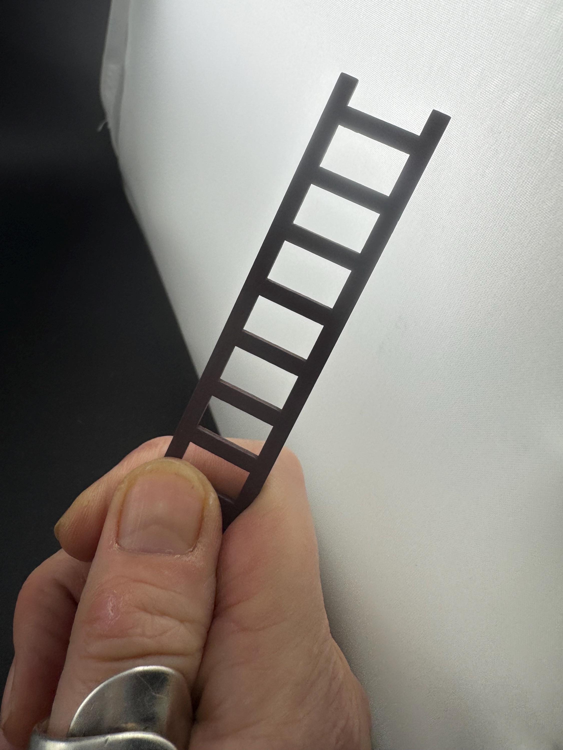 Miniature ladder cake topper, dollshouse fairy gardens scenery , brown acrylic