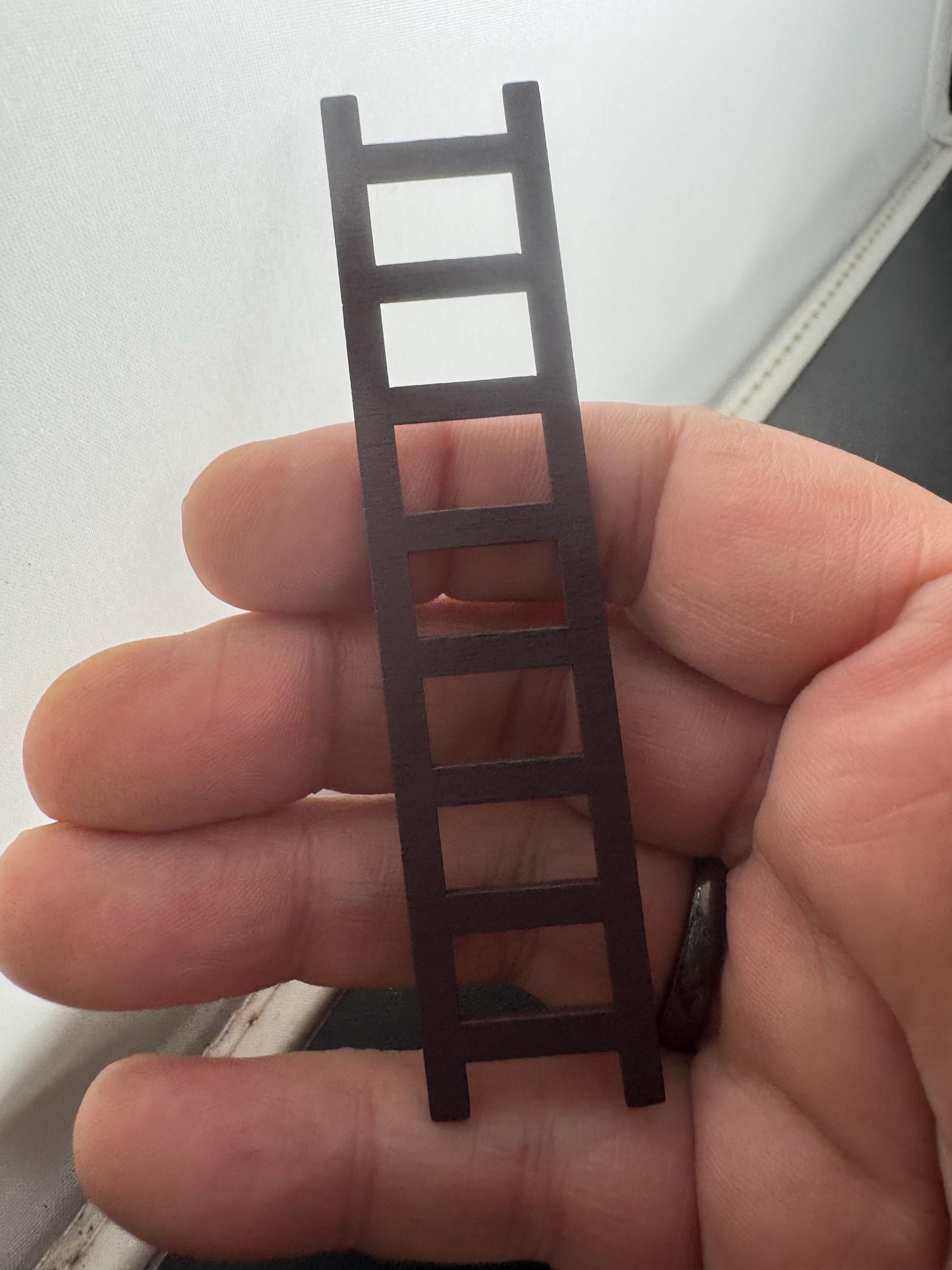 Miniature ladder cake topper, dollshouse fairy gardens scenery , brown acrylic