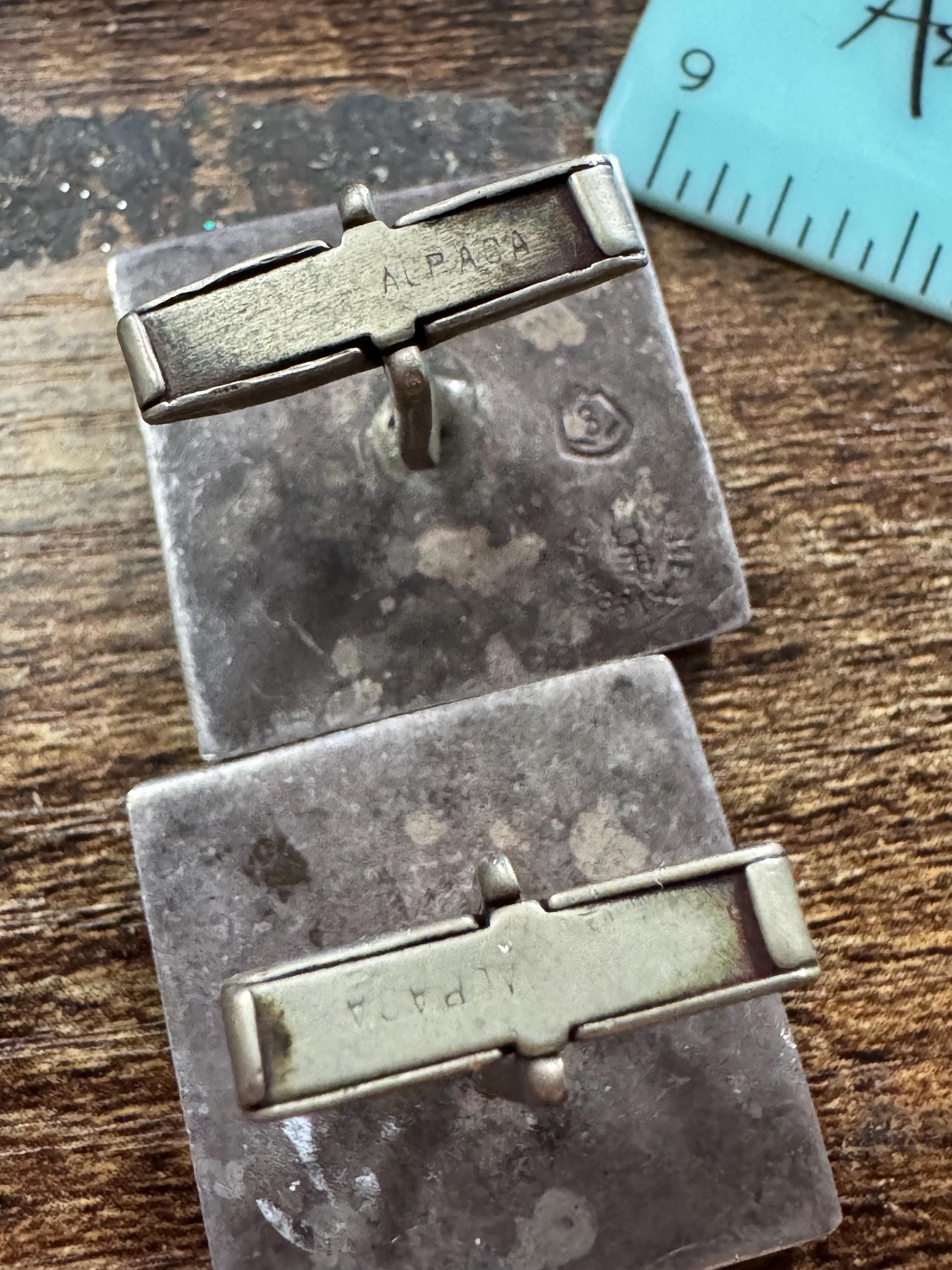 TAXCO mexican silver Aztec cufflinks , solid silver 27 grams 1970s