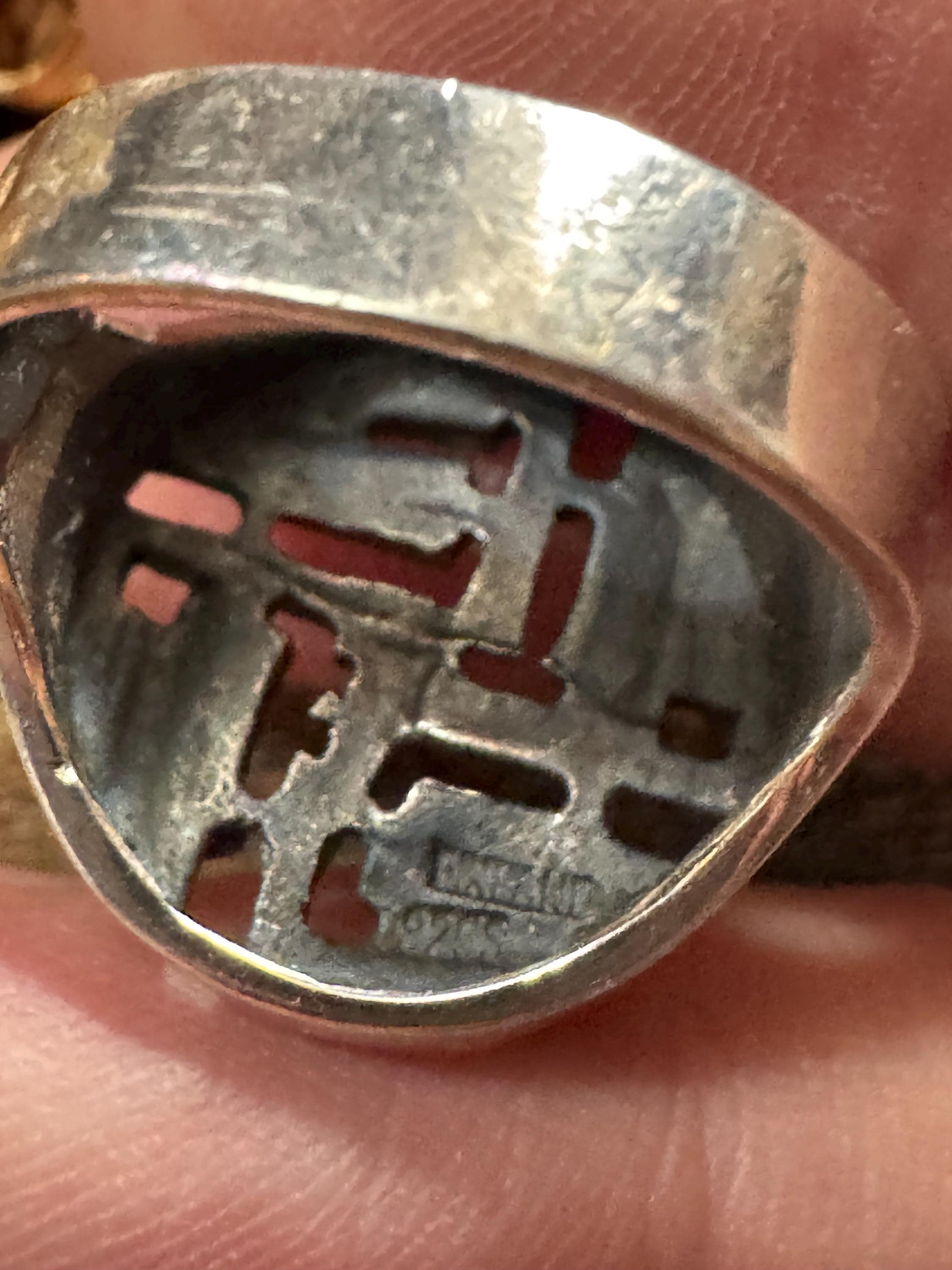 brutalist 925 ring, size 0 sterling silver 1970s