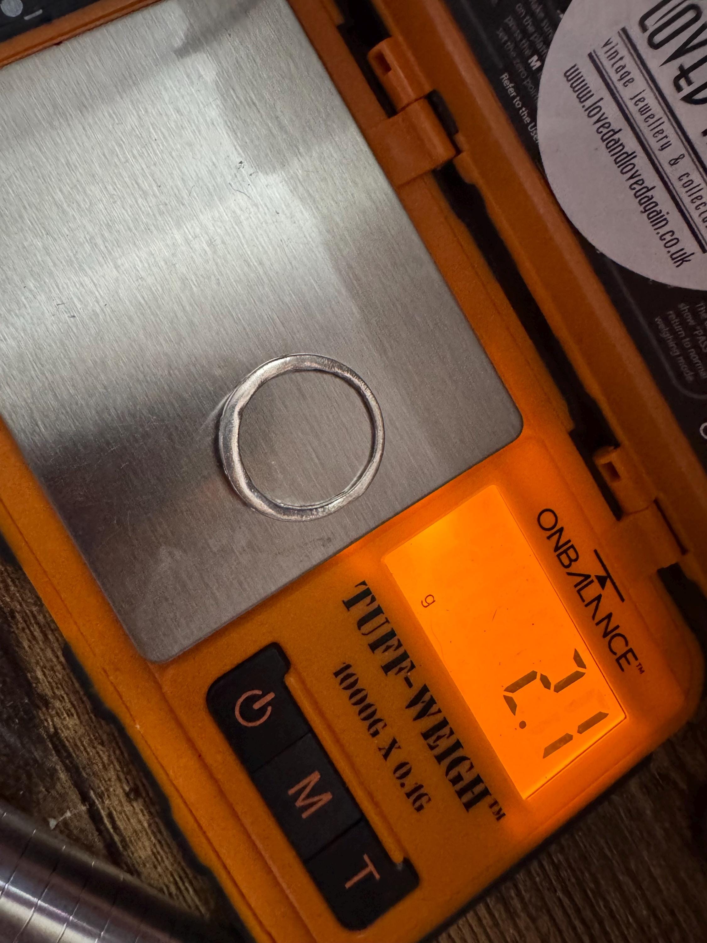 Size P 925 slim gem set band ring, Sterling Silver set with clear stones