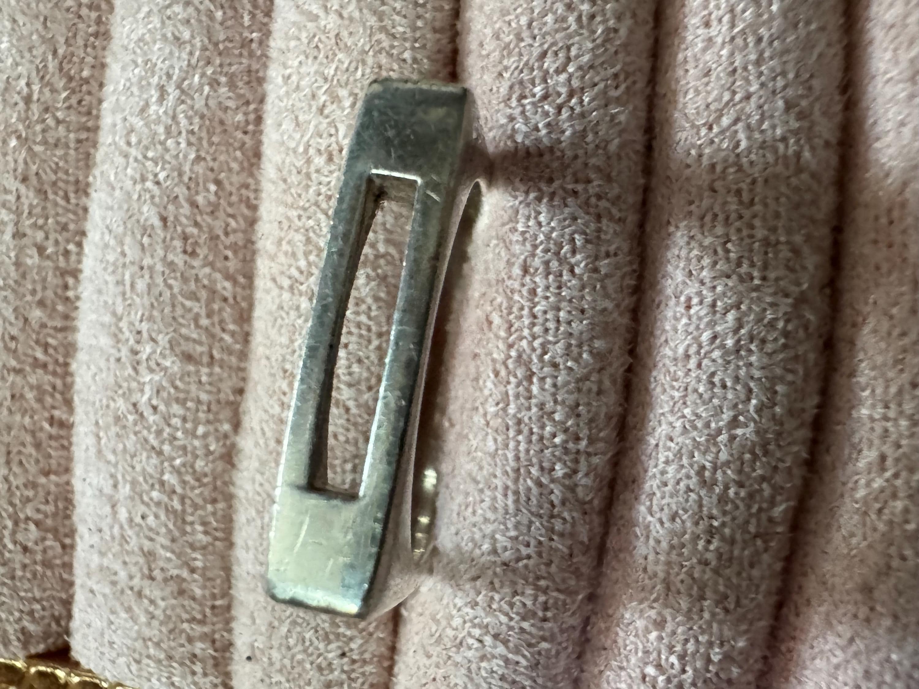 Size P 925 slim square band ring, Sterling Silver openwork