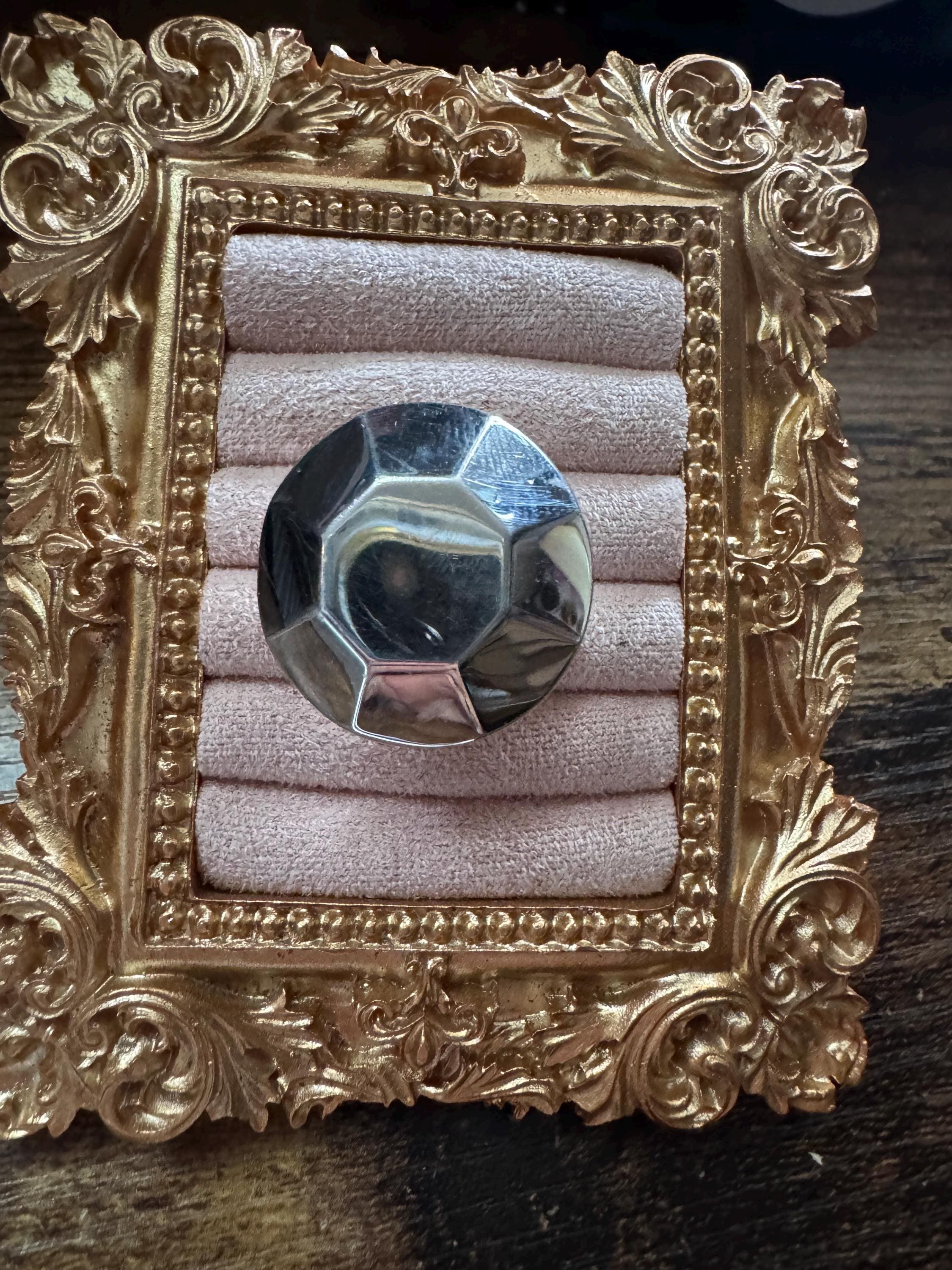 Size P.5 925 octagon big silver ring, Sterling modernist