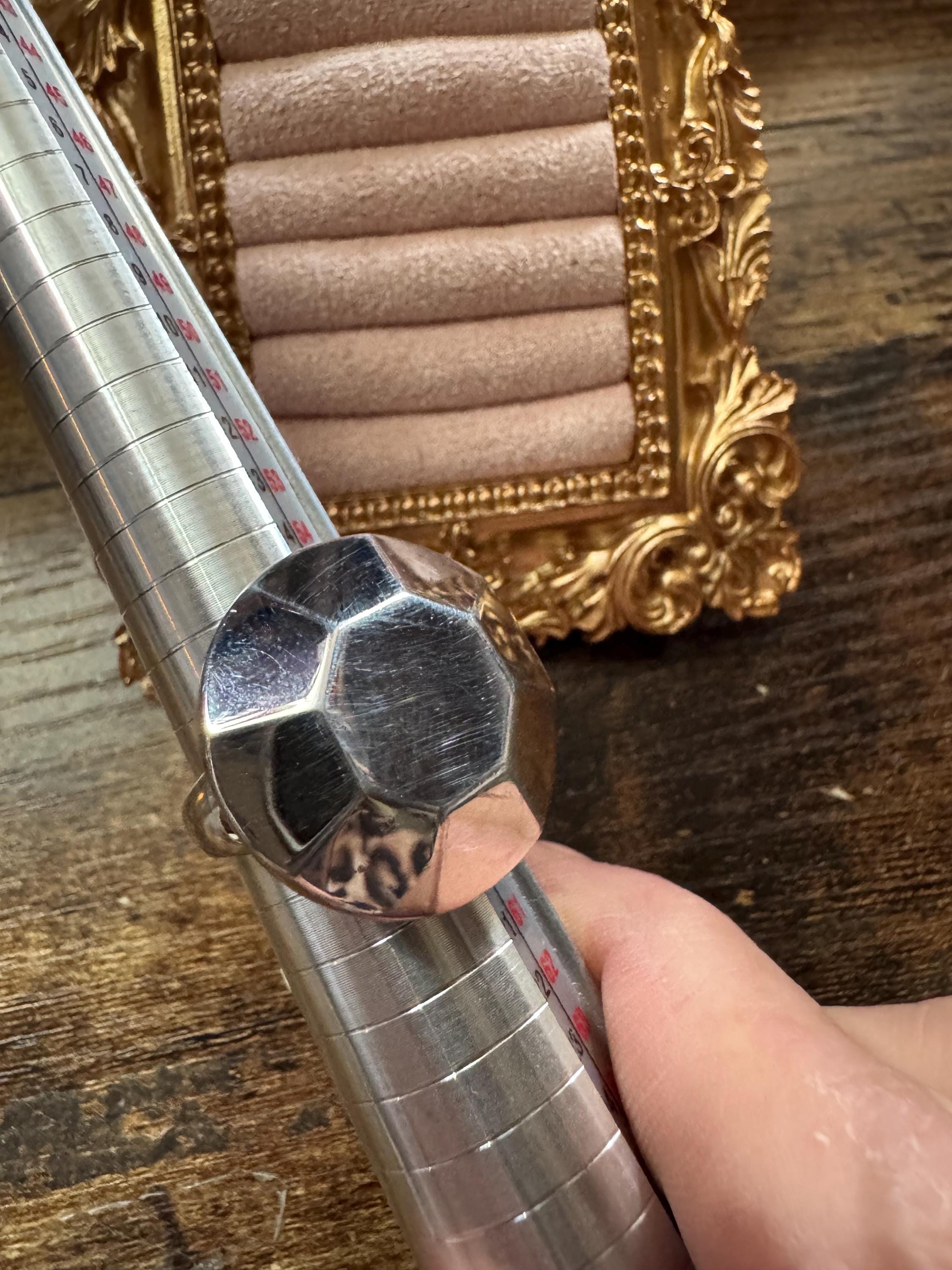 Size P.5 925 octagon big silver ring, Sterling modernist