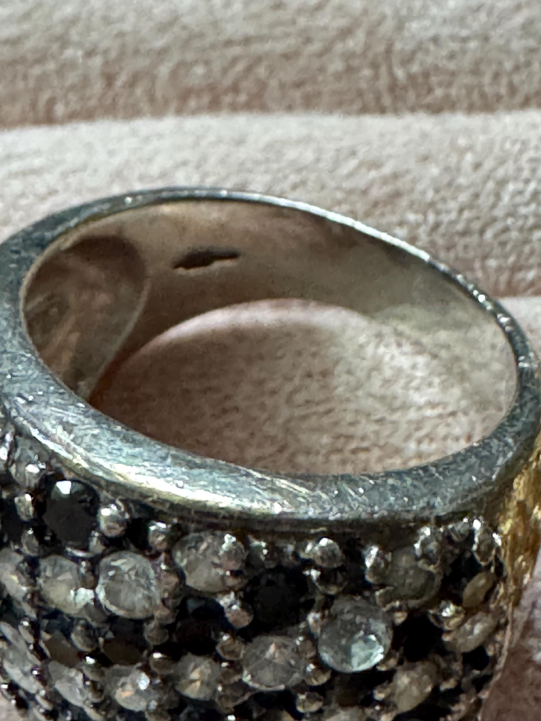 Size O 925 black clear cluster ring, sterling silver rhinestones cocktail dress ring , monochrome