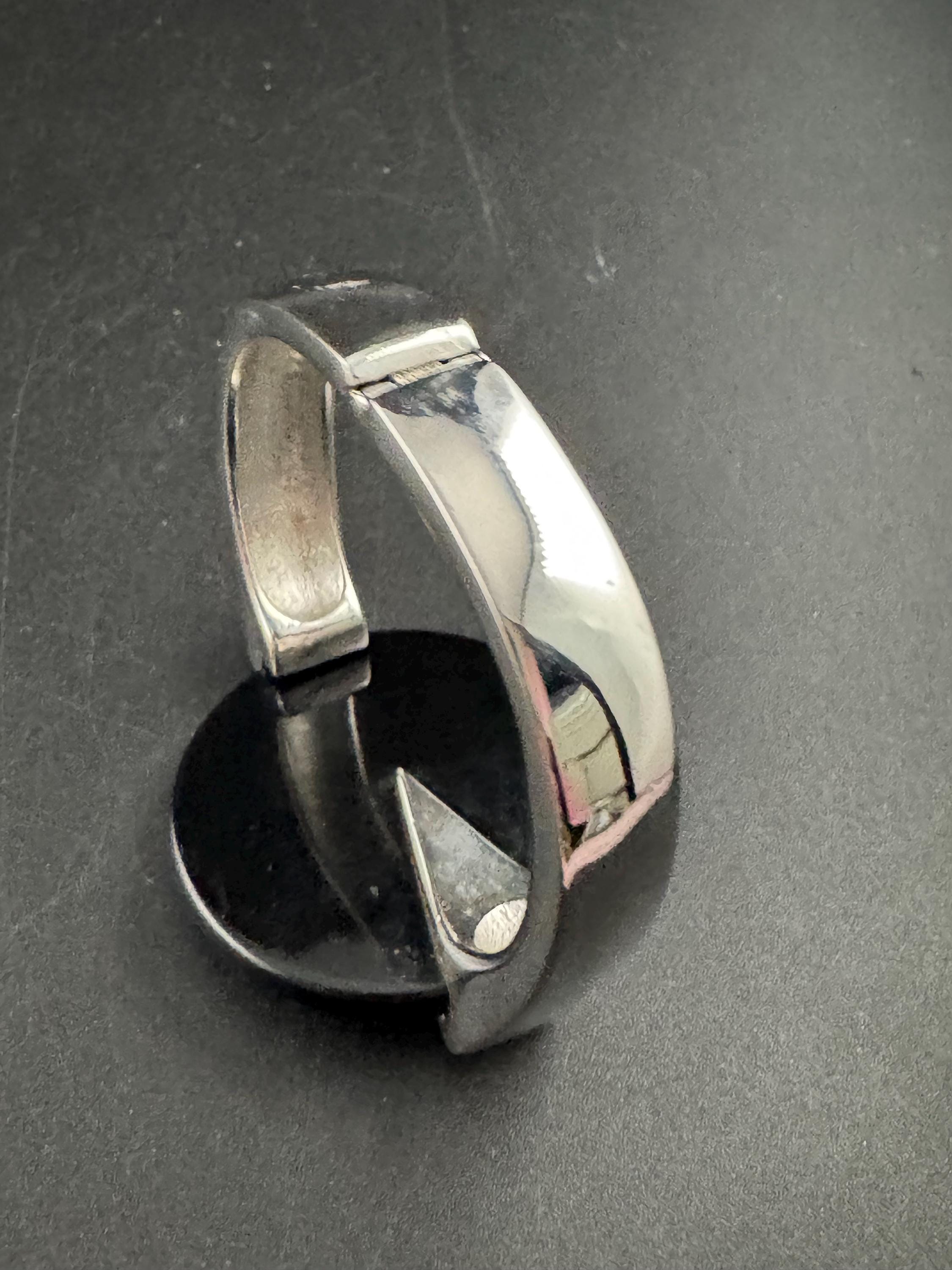 Vintage Trifari Rhinestone Clamper Bangle, Black Acrylic Art Deco Cuff