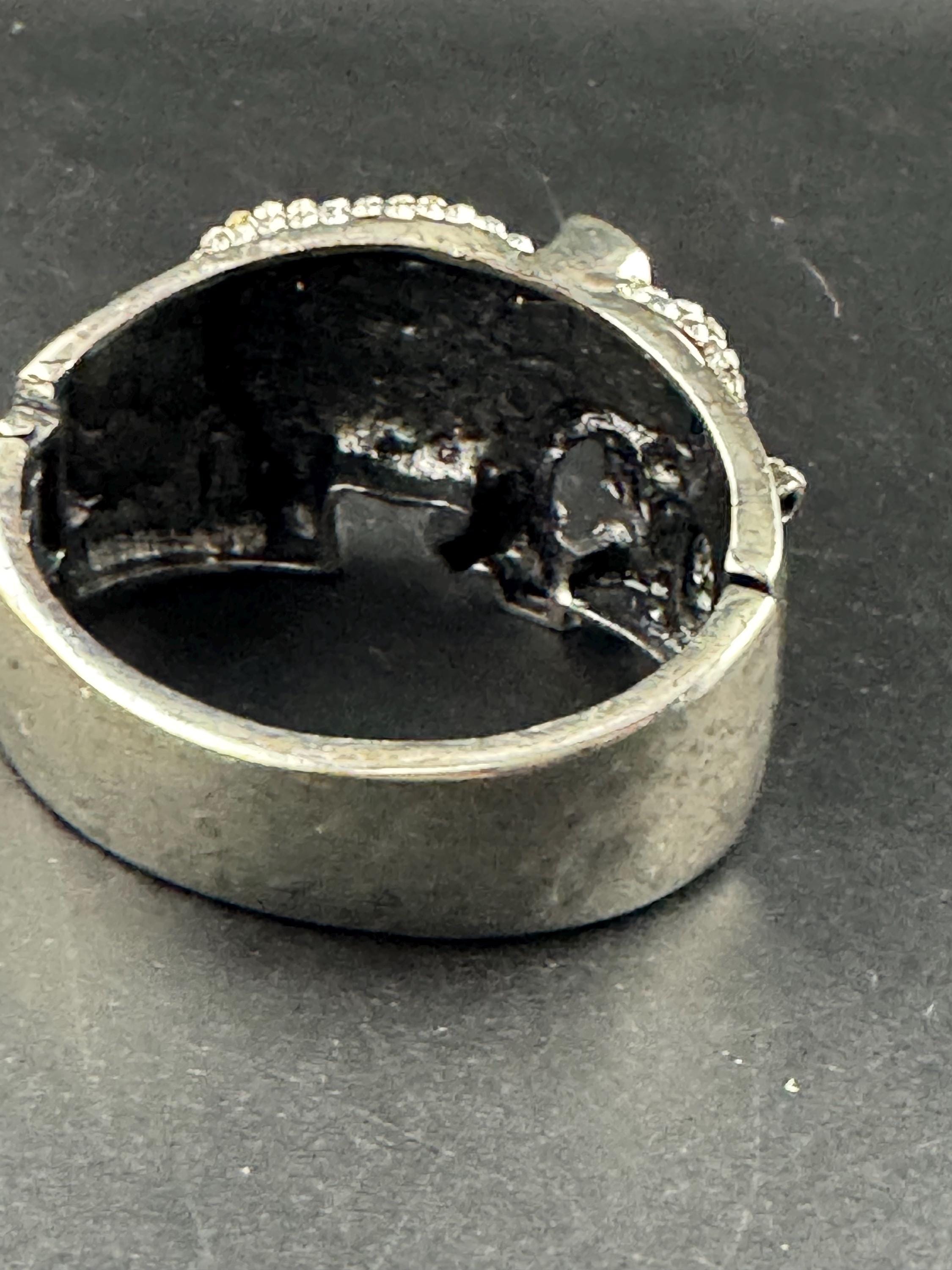 Silver rhinestone Elephant Bangle, oversized clamper bracelet