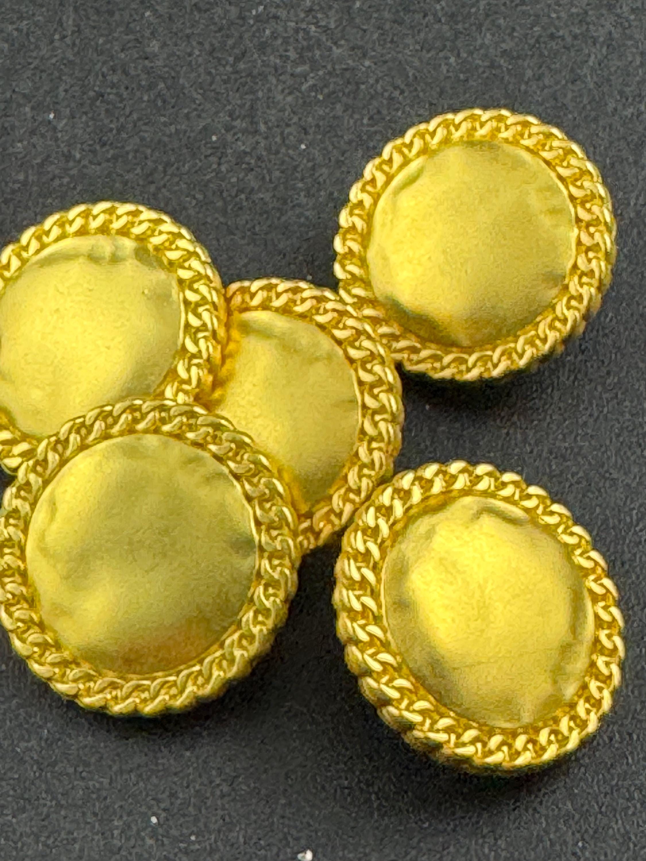 Matt gold chain edge buttons, 3 sizes bright yellow metal