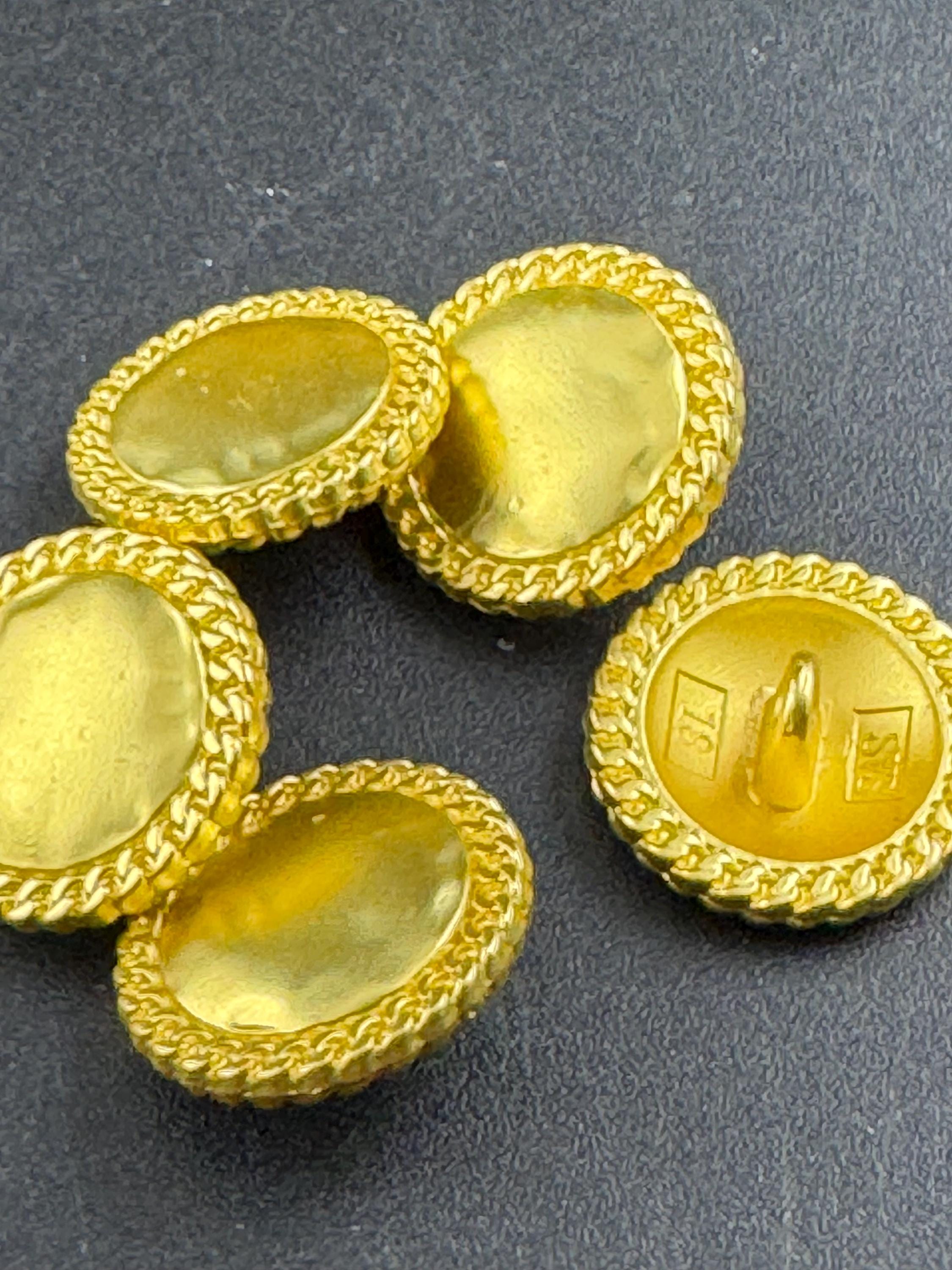 Matt gold chain edge buttons, 3 sizes bright yellow metal