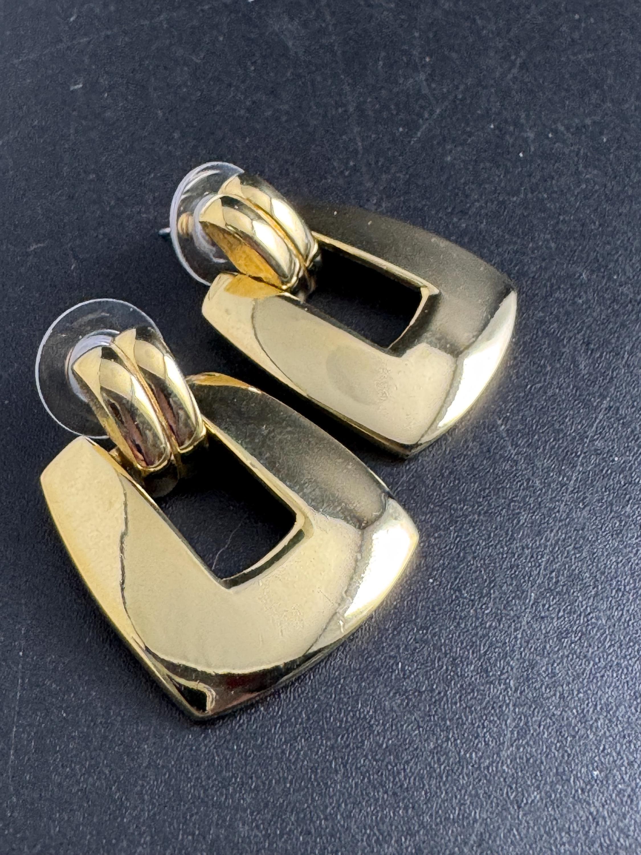 NAPIER door knocker earrings, signed vintage and heavy gold plated for pierced ears, designer