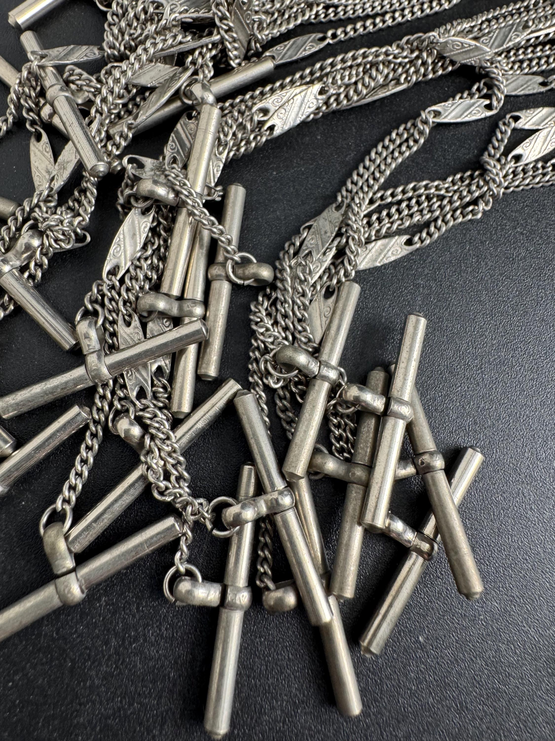 Antique Jakob Bengel Pocket Watch Chain: Silver Metal albertina art deco era