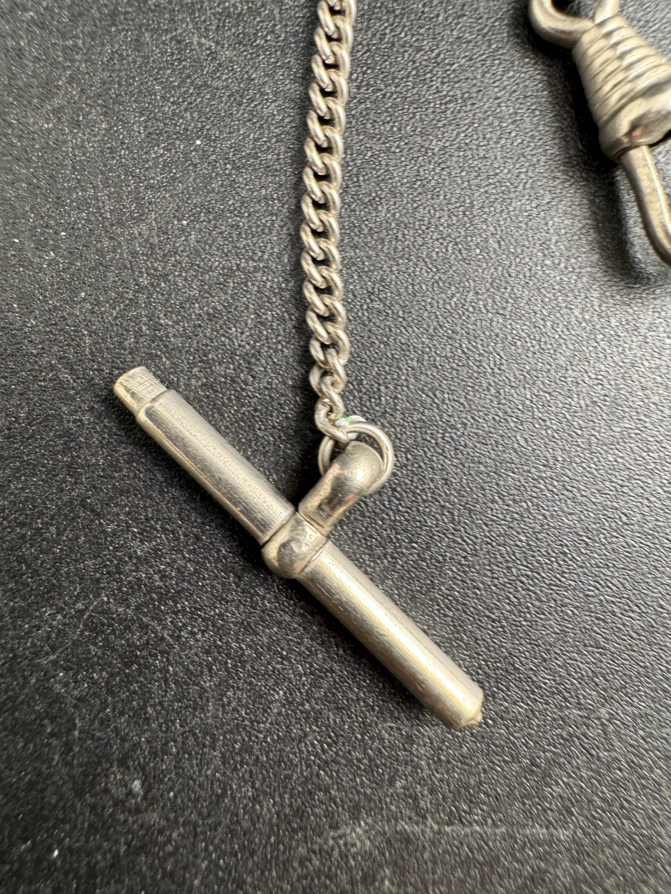 Antique Jakob Bengel Pocket Watch Chain: Silver Metal albertina art deco era