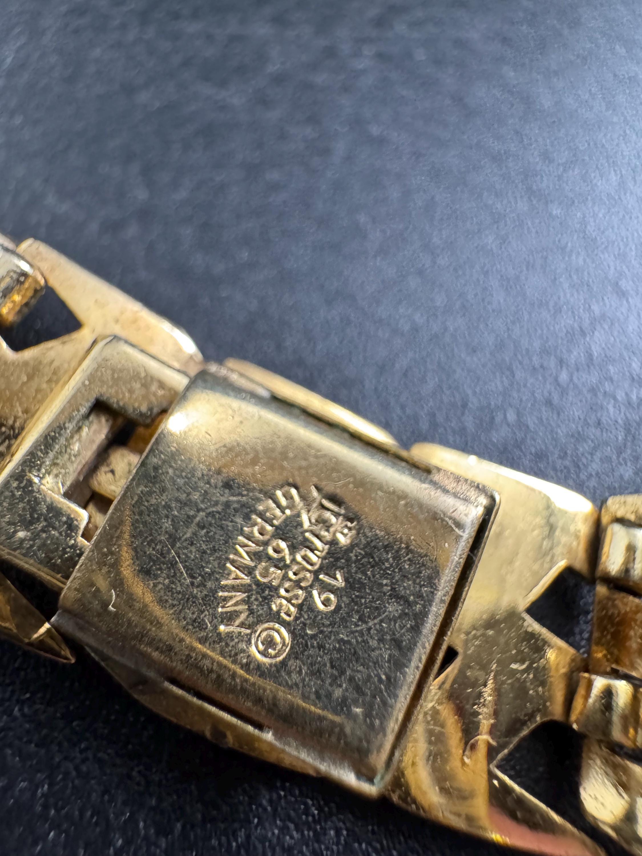 1965 GROSSE gold plated flat choker,  signed necklace Designer 1960s