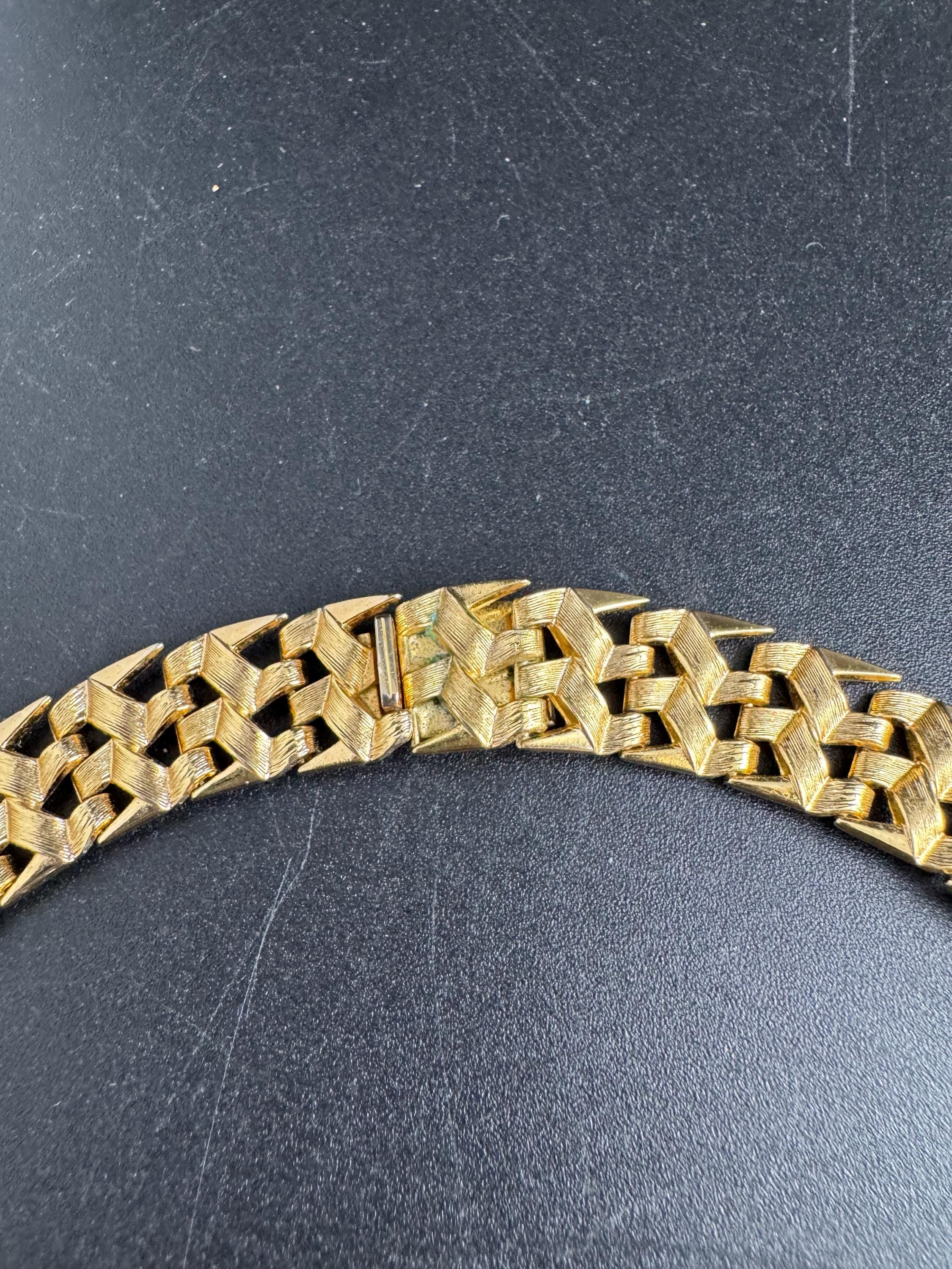 1965 GROSSE gold plated flat choker,  signed necklace Designer 1960s
