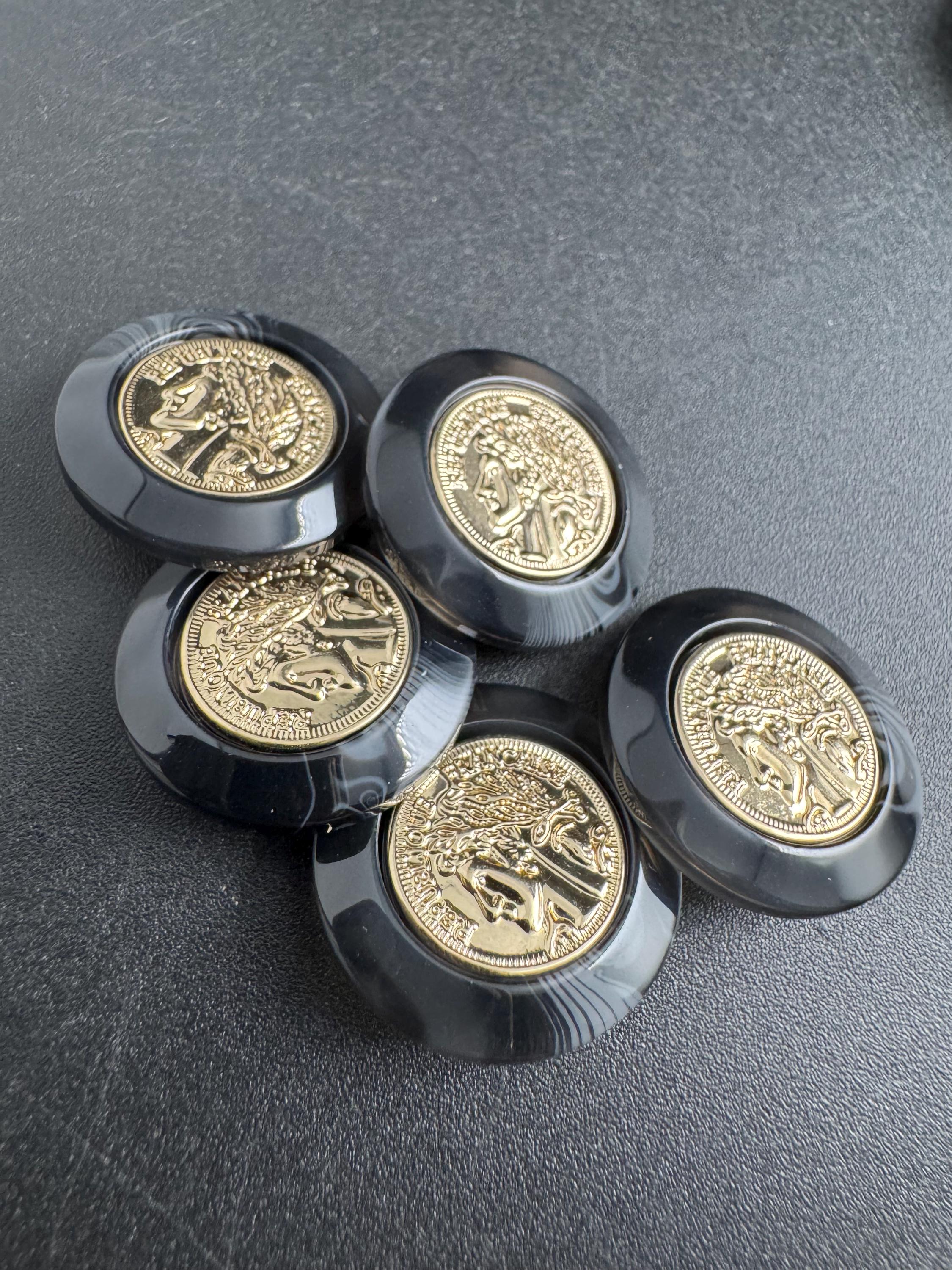 Gold Coin Tortoiseshell Acrylic Buttons, Sizes 21-34mm