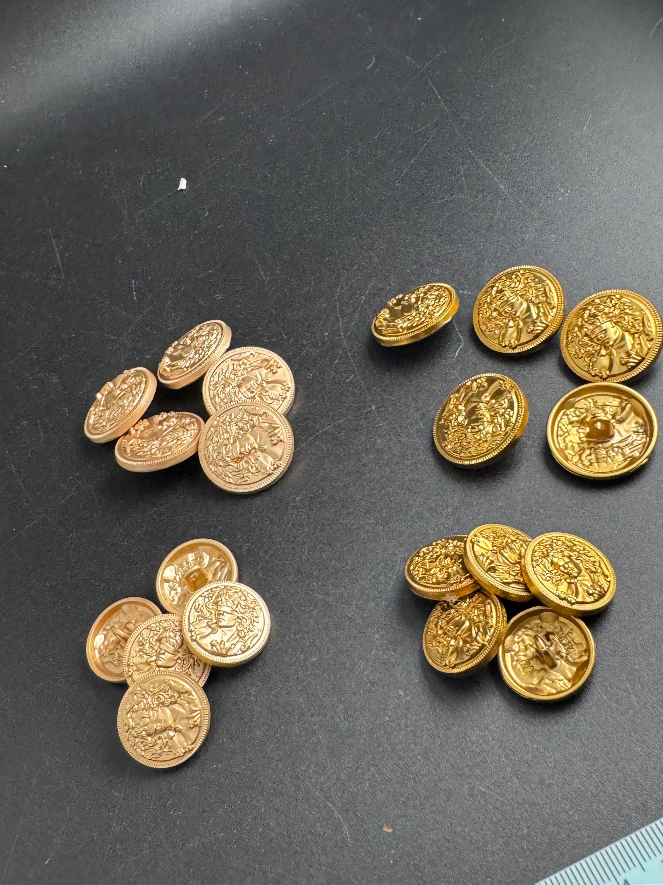 Light gold coin buttons , size 25mm or 20mm metal