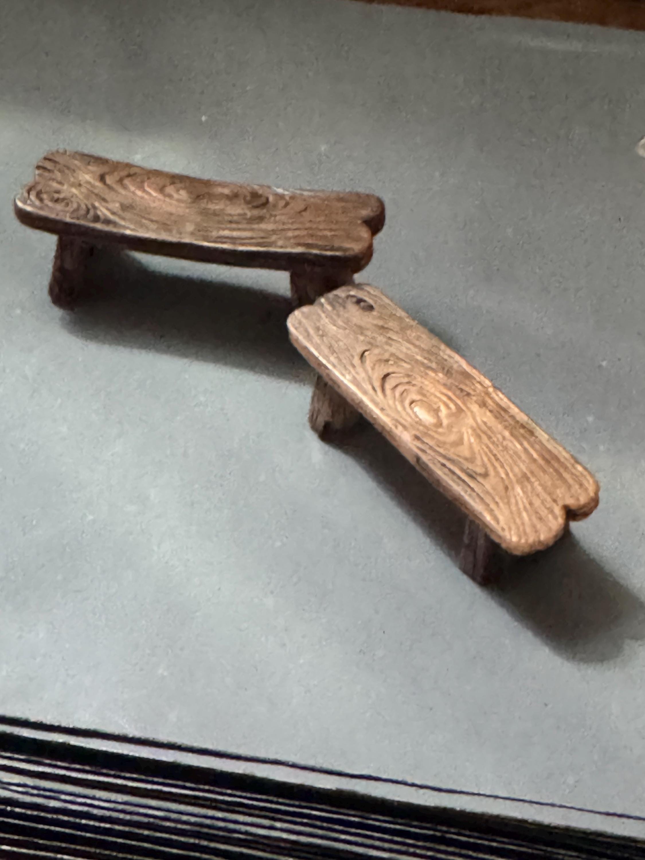 Miniature wooden bench, brown acrylic medium or small cake topper dollhouse scenery