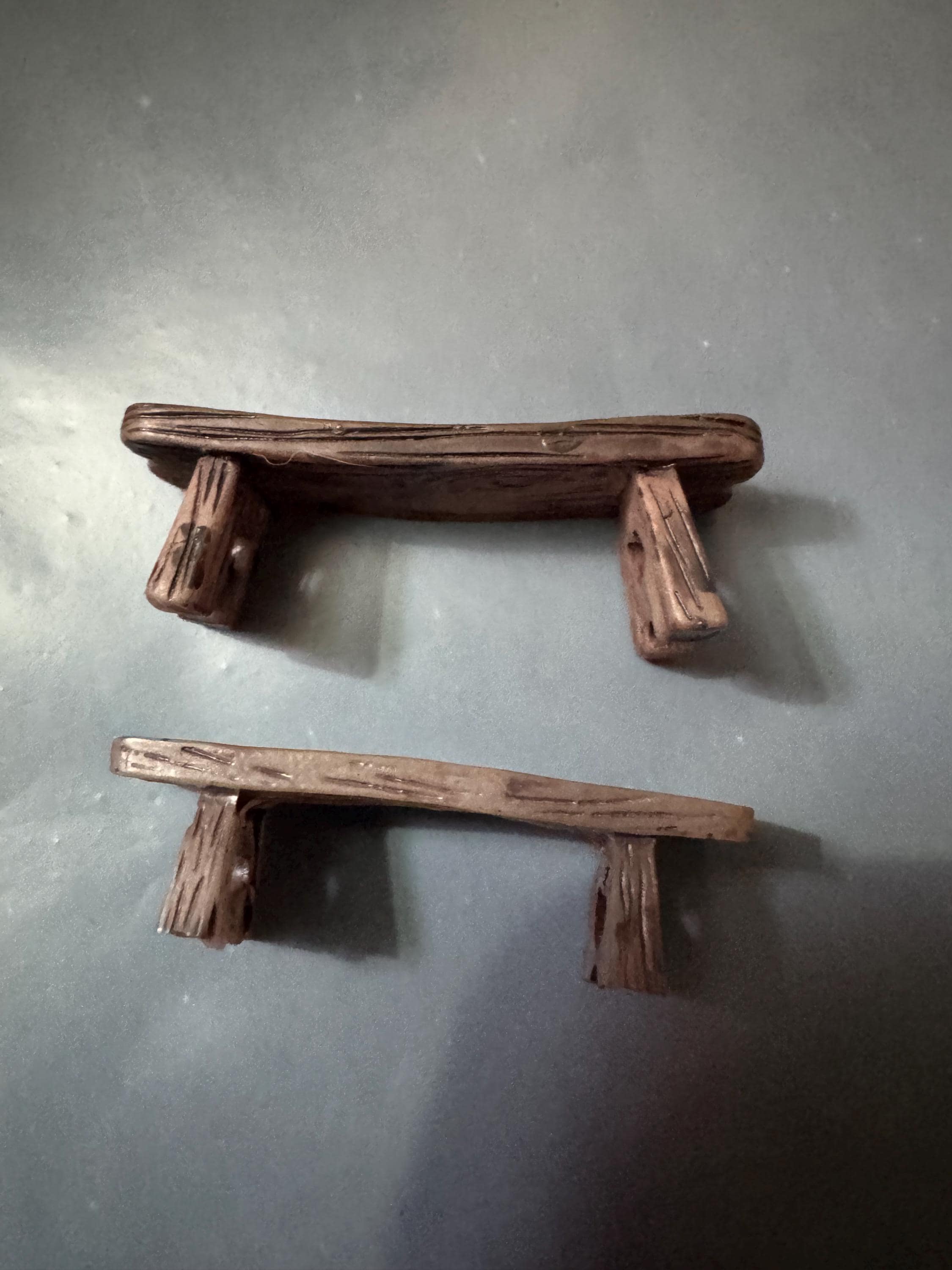 Miniature wooden bench, brown acrylic medium or small cake topper dollhouse scenery