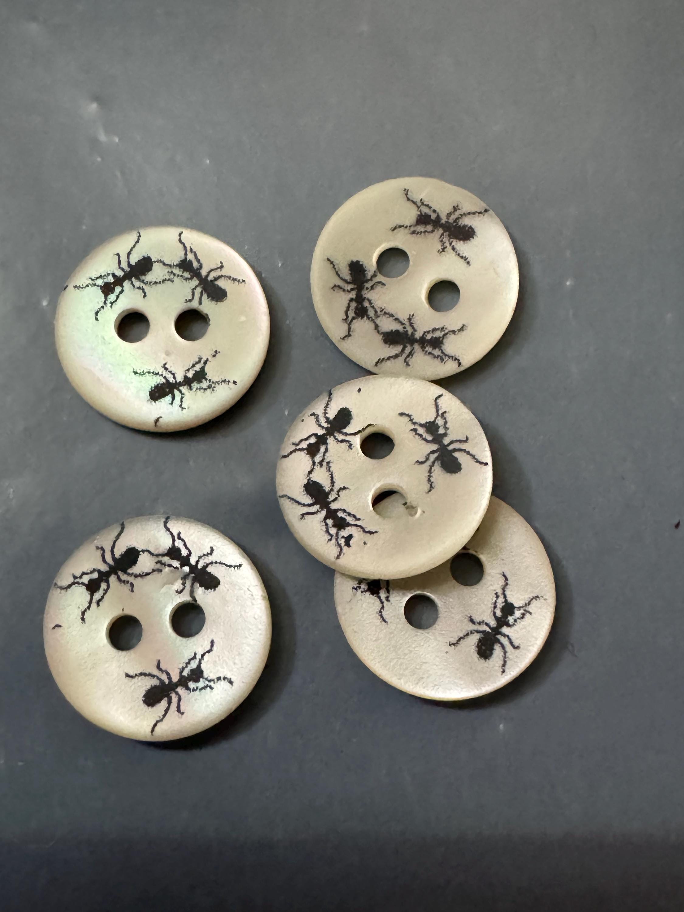 Mother of Pearl ant insect Buttons: Natural MOP Shell bugs, 10mm, 5-Pack