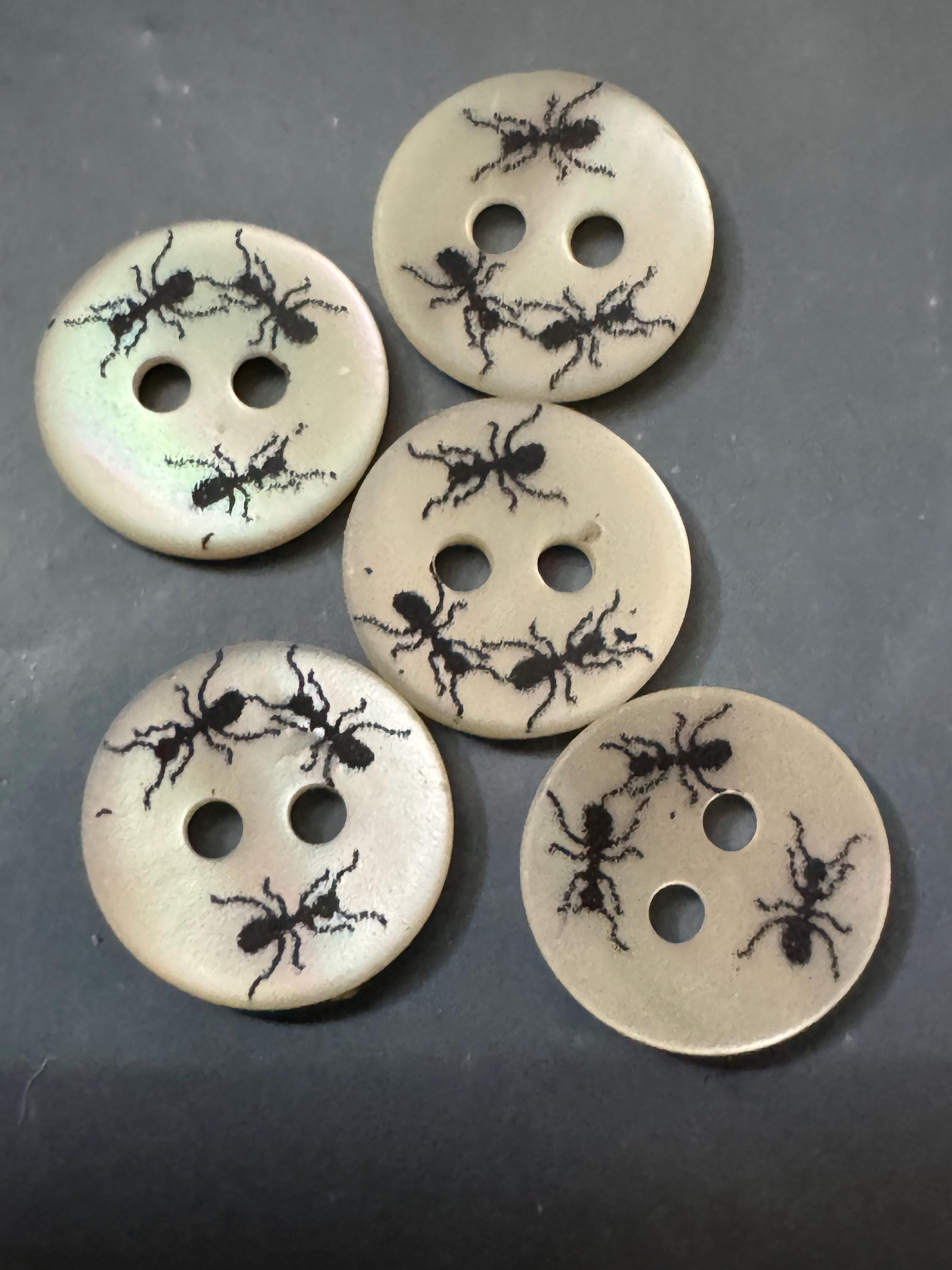Mother of Pearl ant insect Buttons: Natural MOP Shell bugs, 10mm, 5-Pack