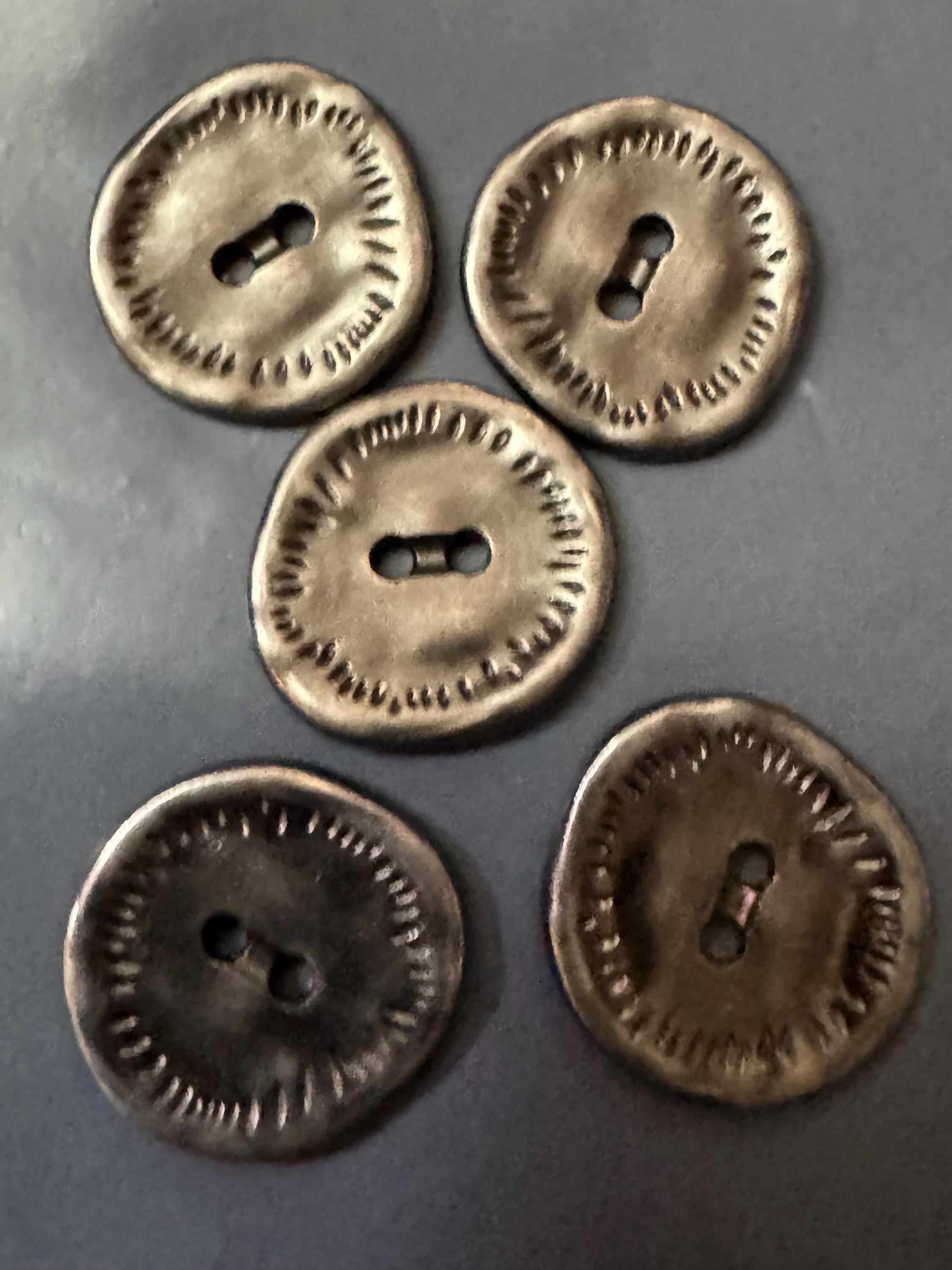 Dark Silver Metal Buttons, 18mm Sewing Buttons (5pc)