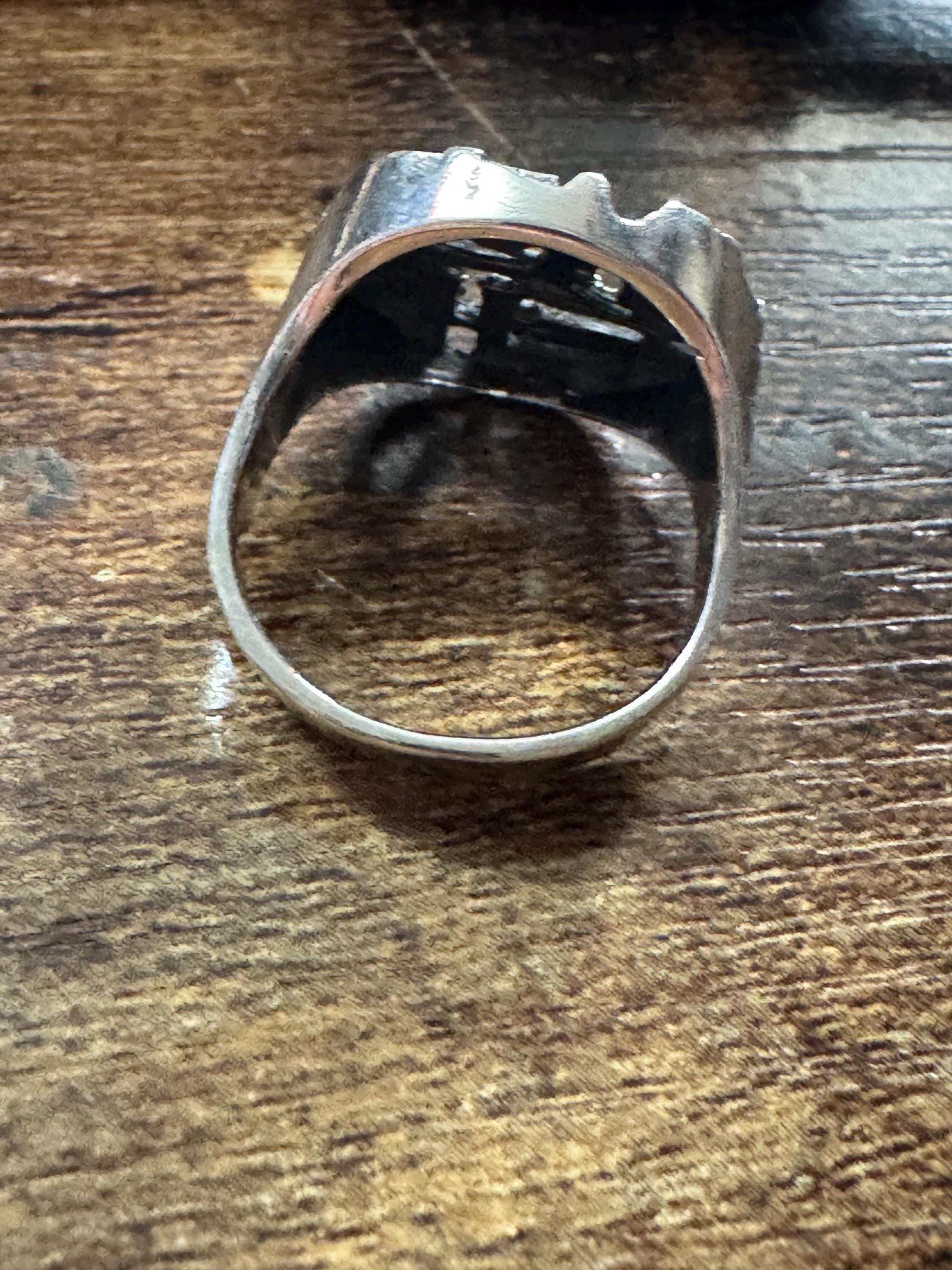 brutalist 925 ring, size 0 sterling silver 1970s