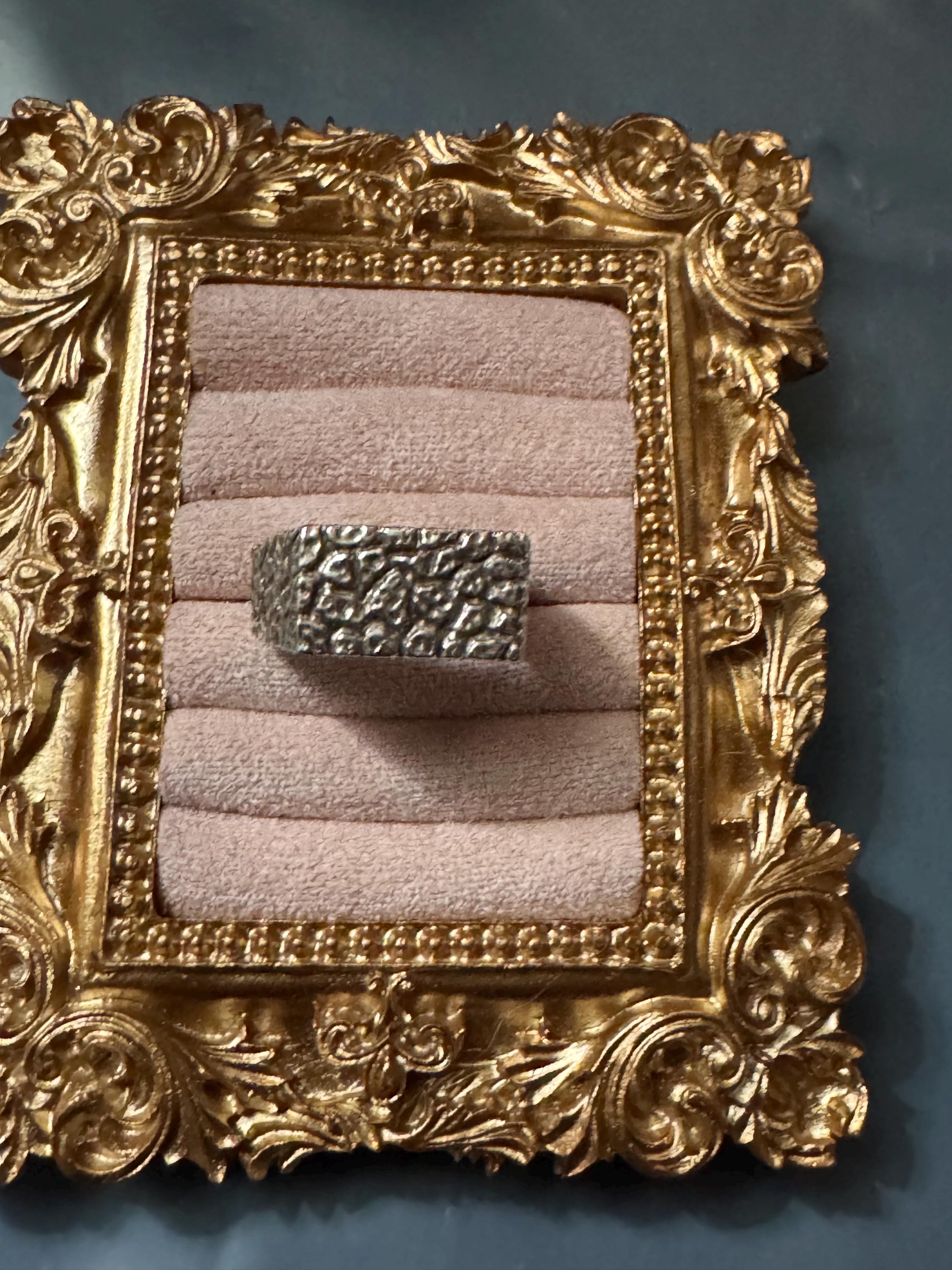 Mens brutalist 925 ring, size T.5 sterling silver 1970s