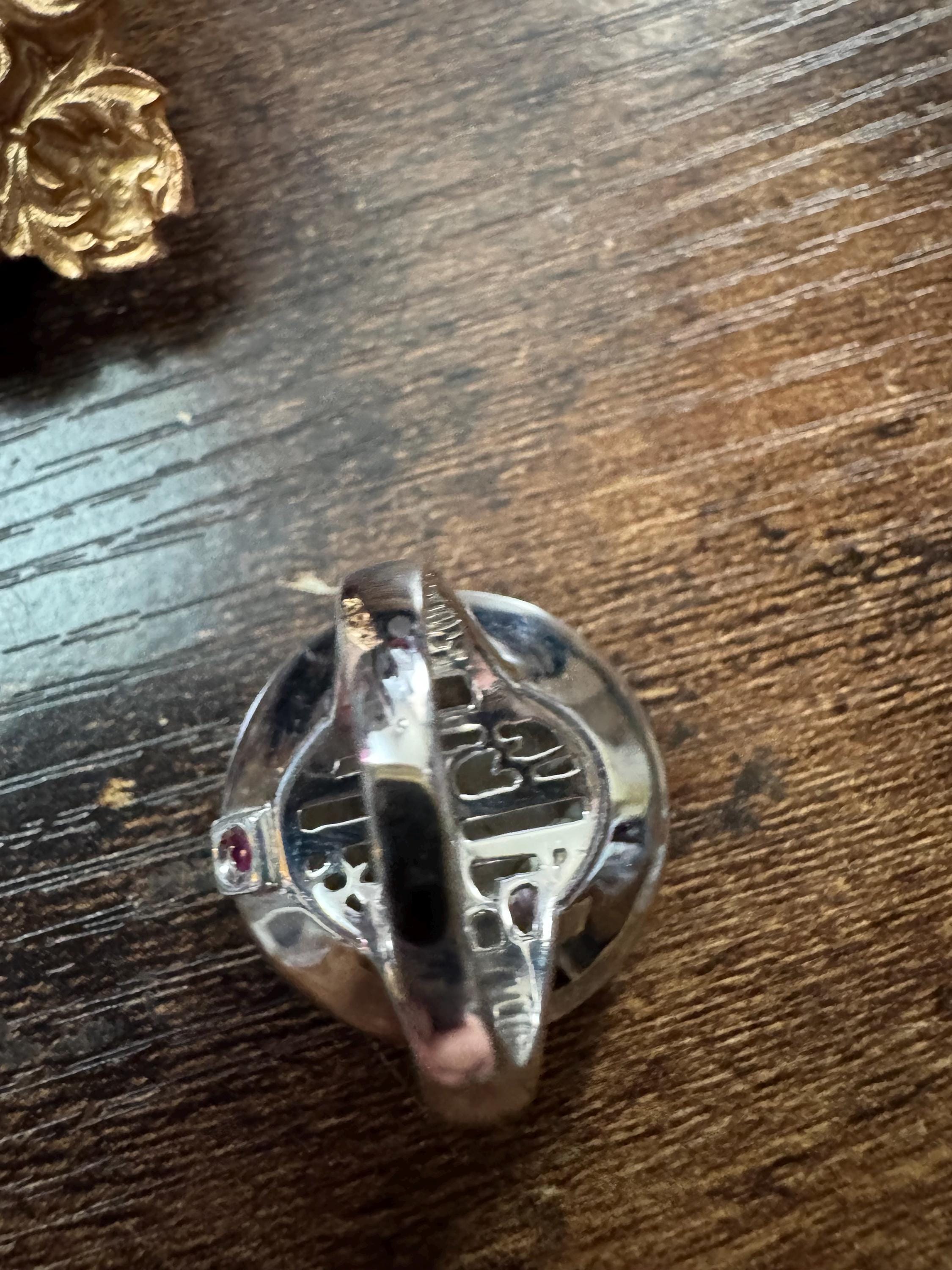 Size P.5 925 octagon big silver ring, Sterling modernist