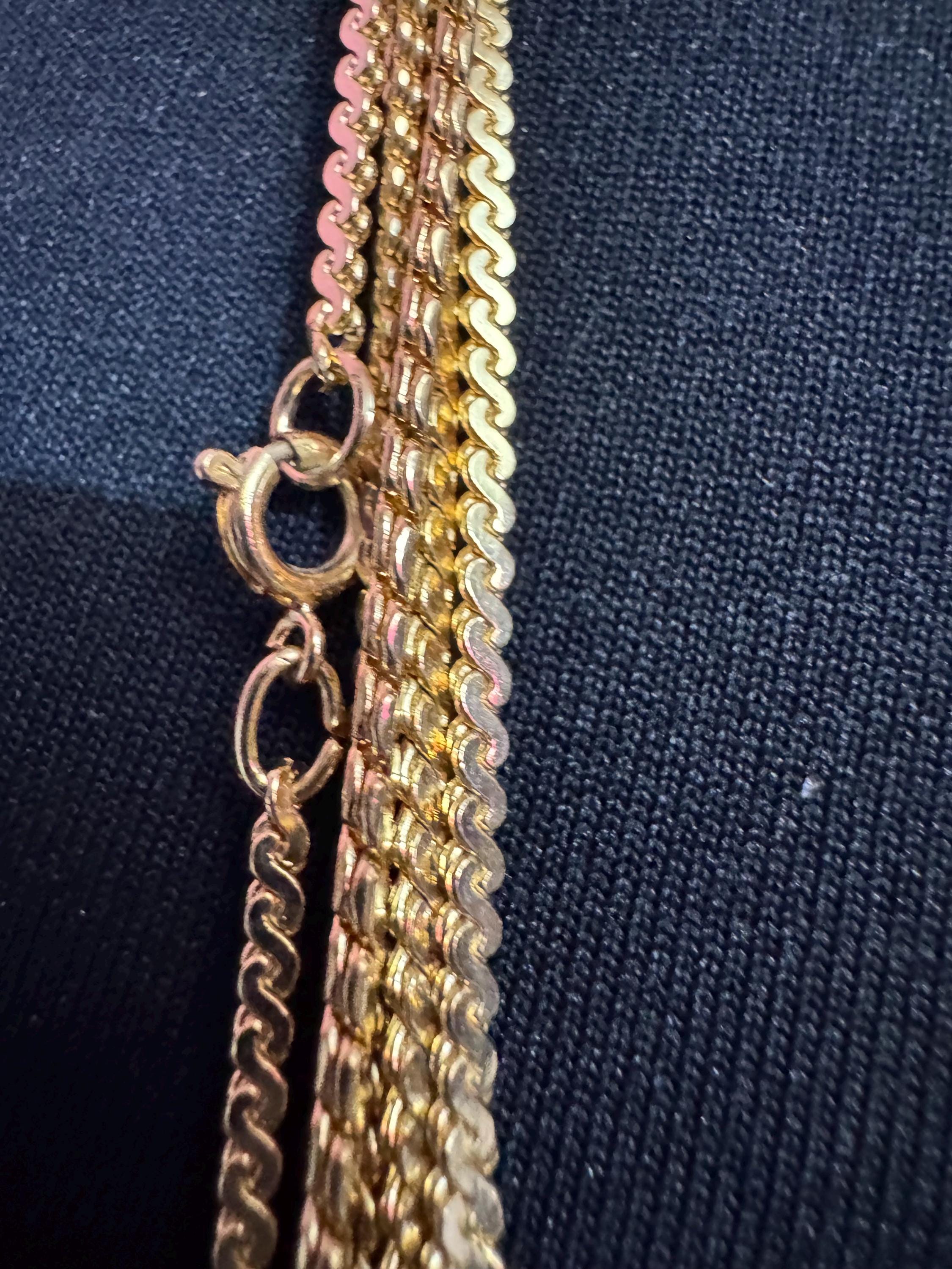 Long gold plated serpentine Chain,  37 inch 122cm vintage necklace