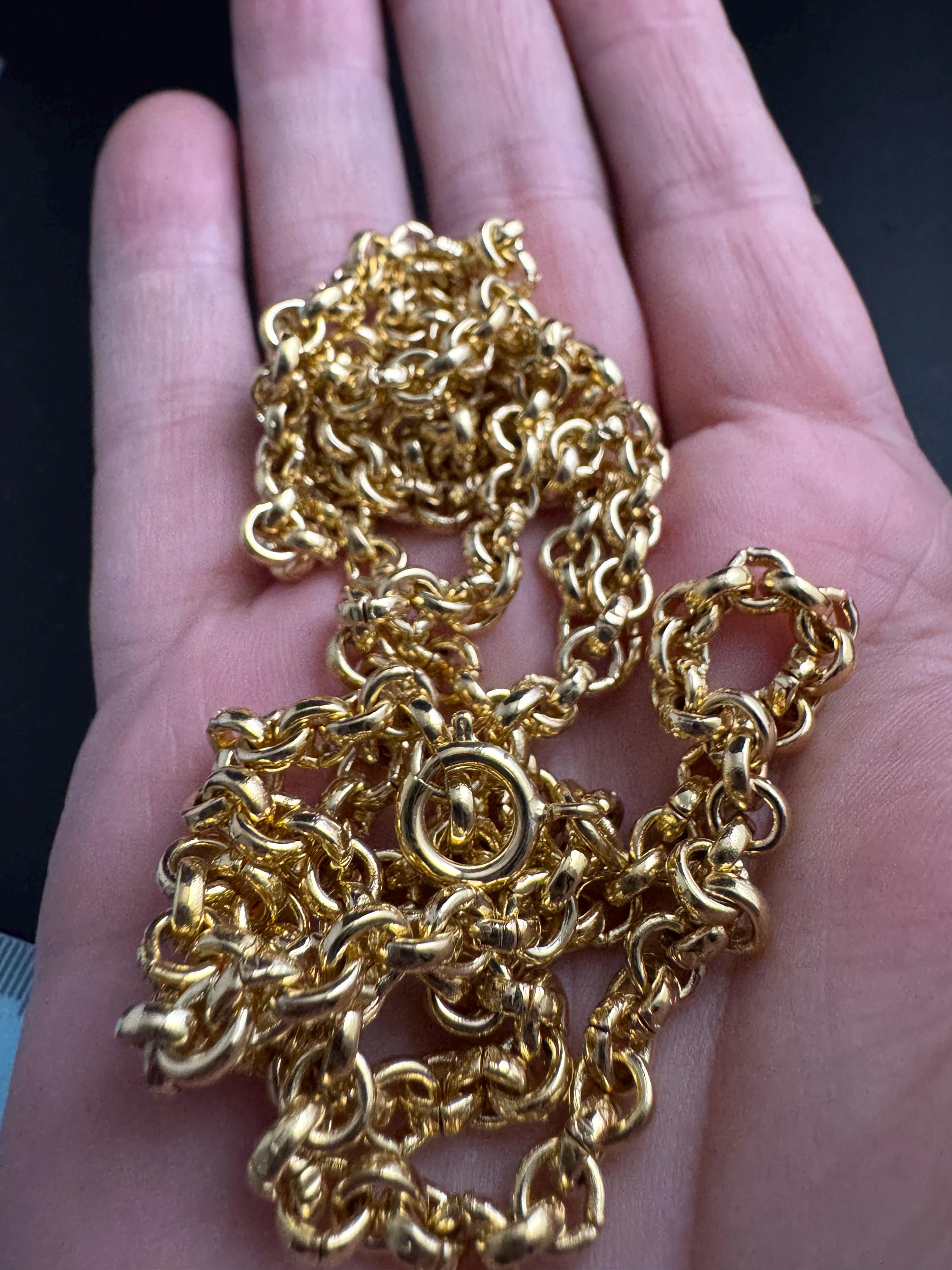Long rolo gold belcher Chain,  23.5 inch 78cm vintage necklace