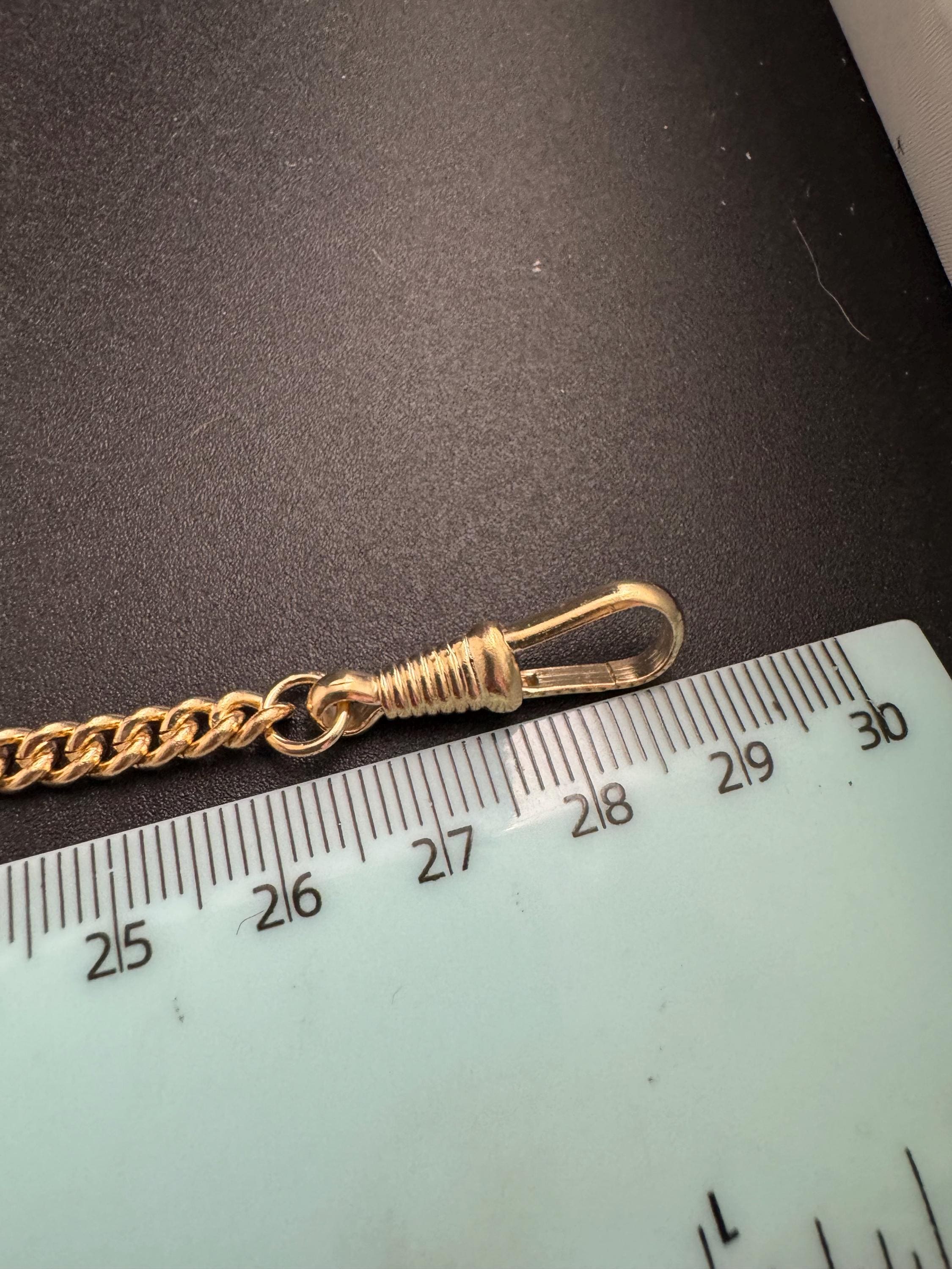 Antique Art Deco Pocket Watch Chain: gold plated machine age 29cm