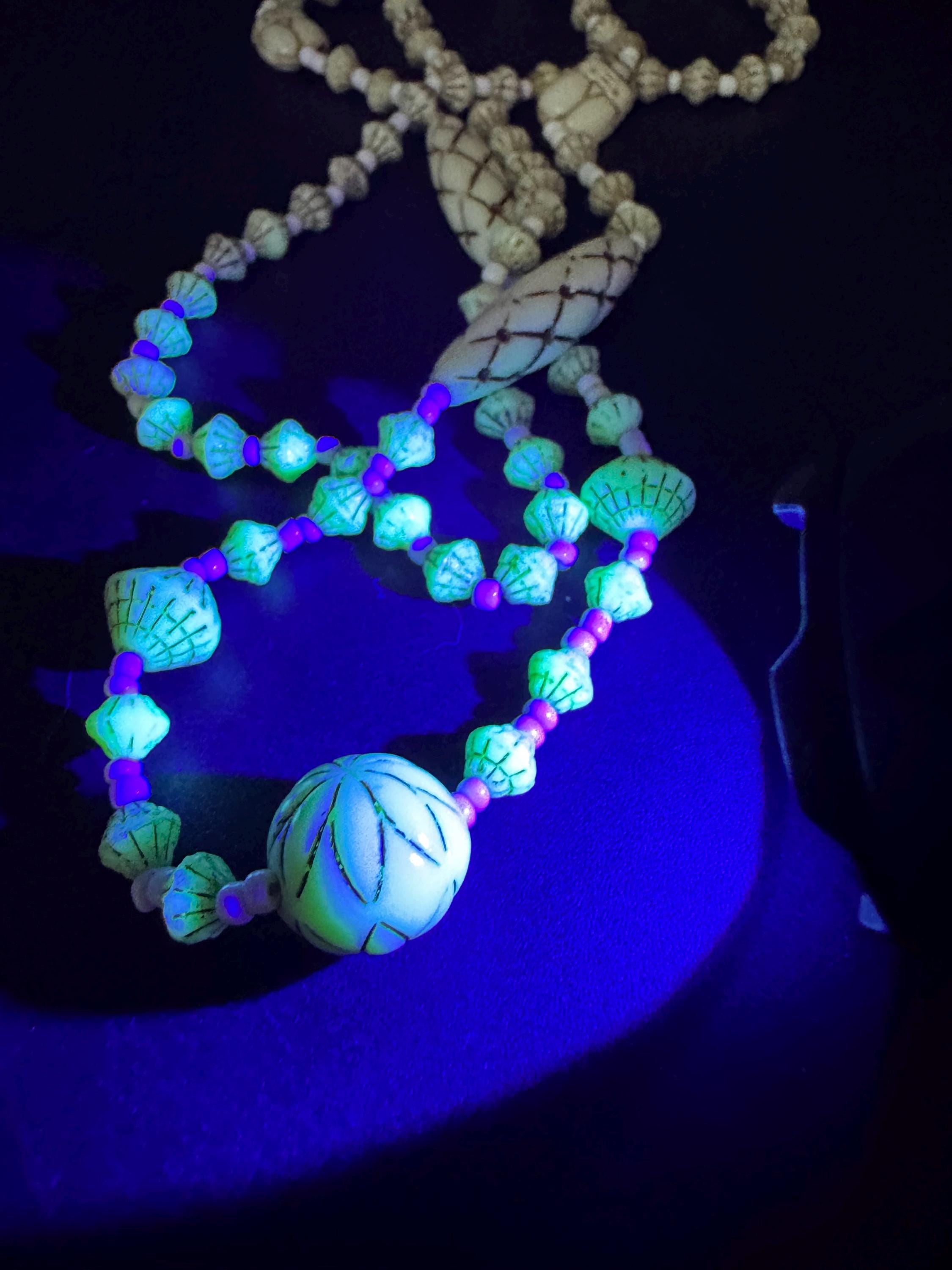 neiger UV Multistrand necklace, cream beads 41cm uranium glass