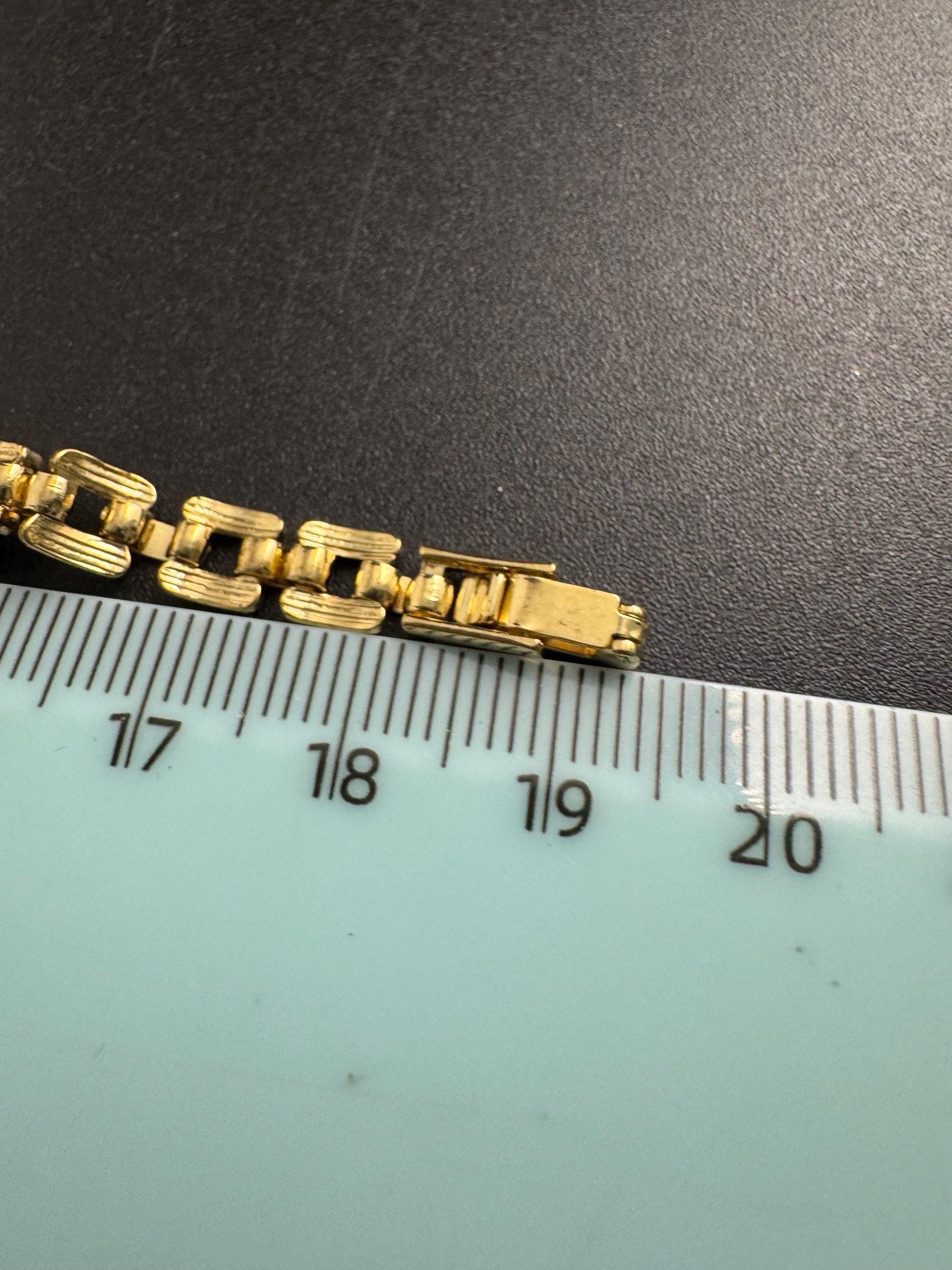 Slim Panther link rhinestone bracelet, light sapphire blue octagon Swarovski crystals gold plated