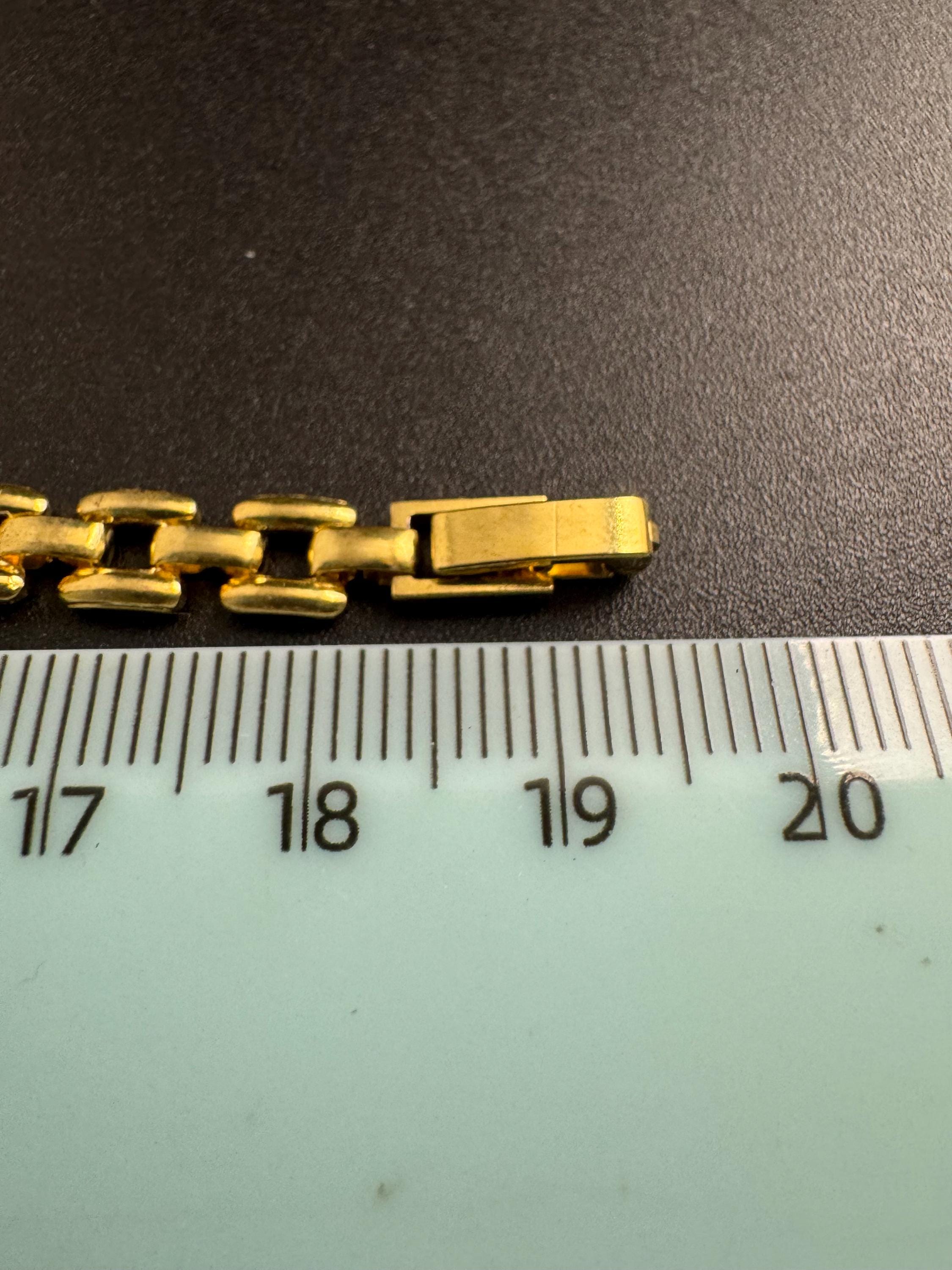 Slim Panther link rhinestone bracelet, bright pink oval cabochon crystals gold plated