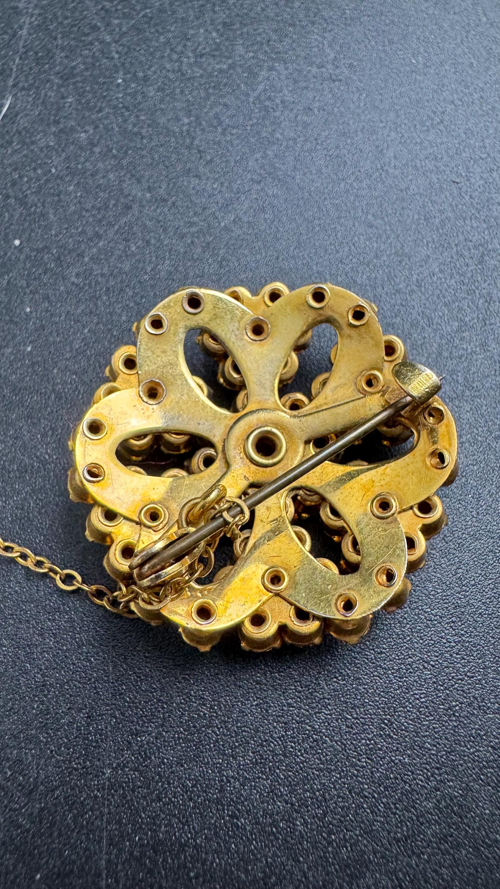 Vintage red garnet rhinestone brooch, Bohemian Claw Set vintage pin