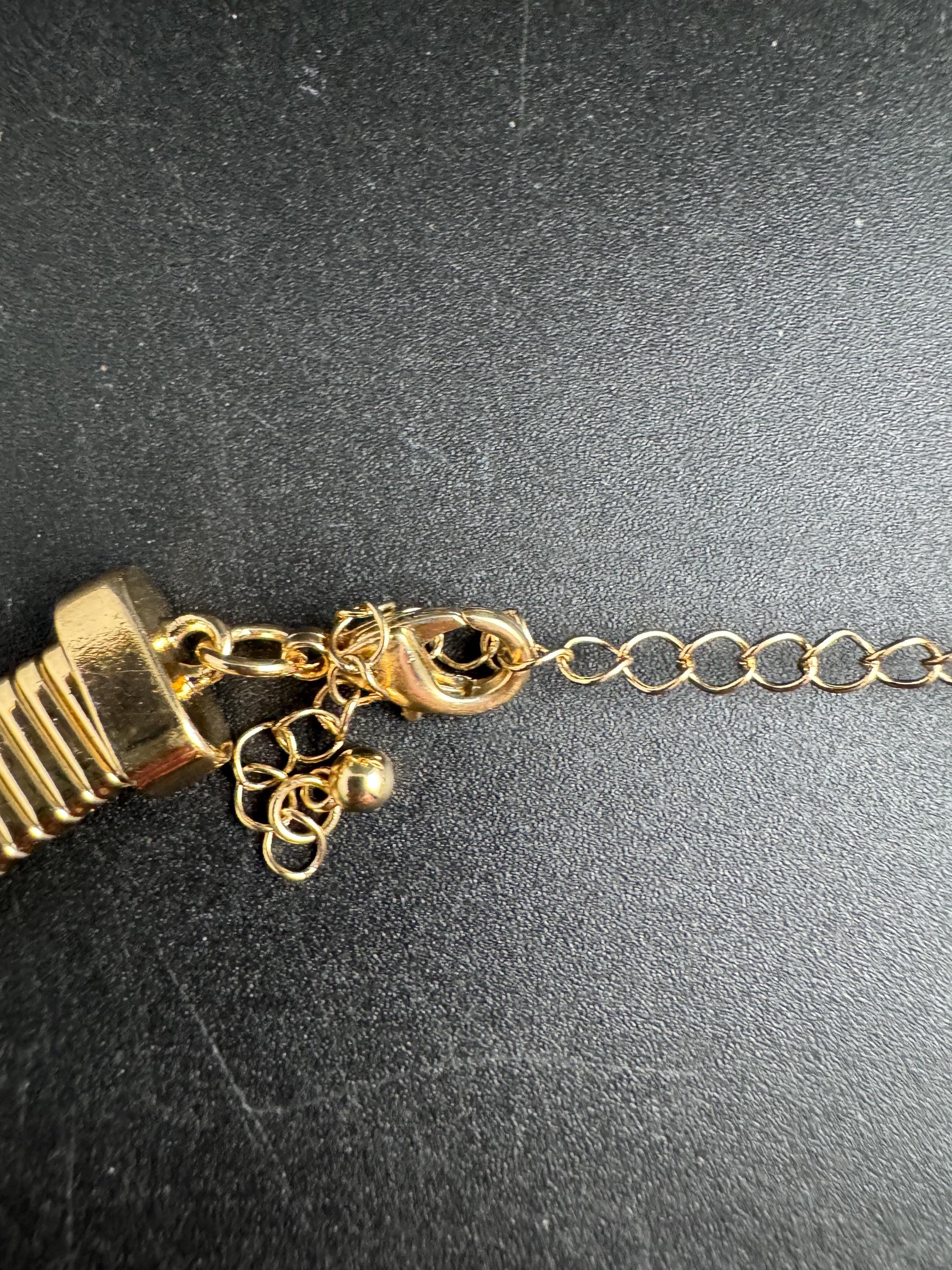 Wide gold omega choker necklace, statement piece 90s vintage