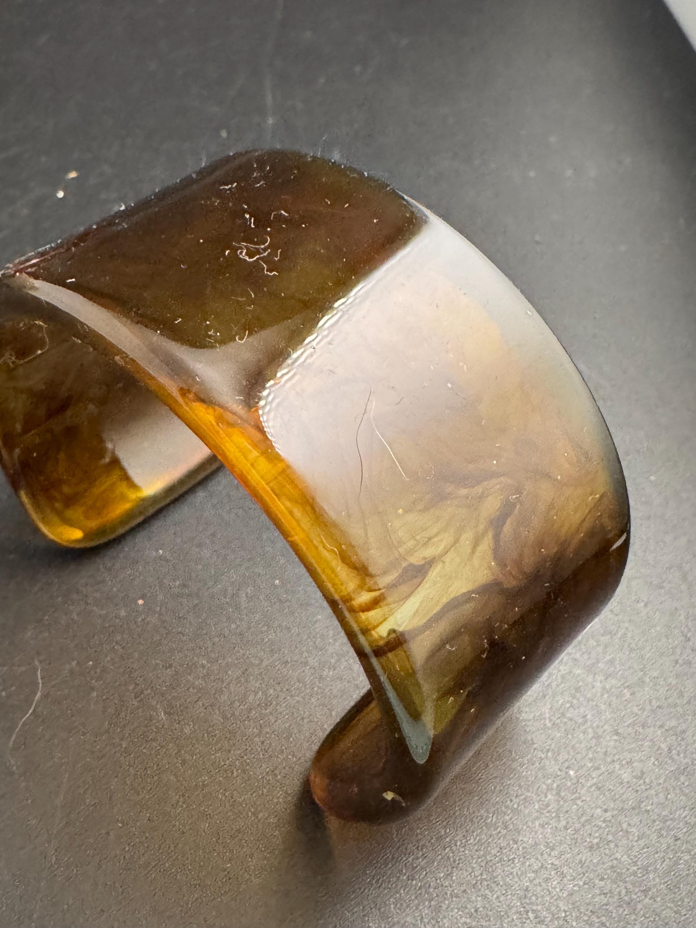 Wide tortoiseshell brown plastic  bangle, vintage open cuff bracelet