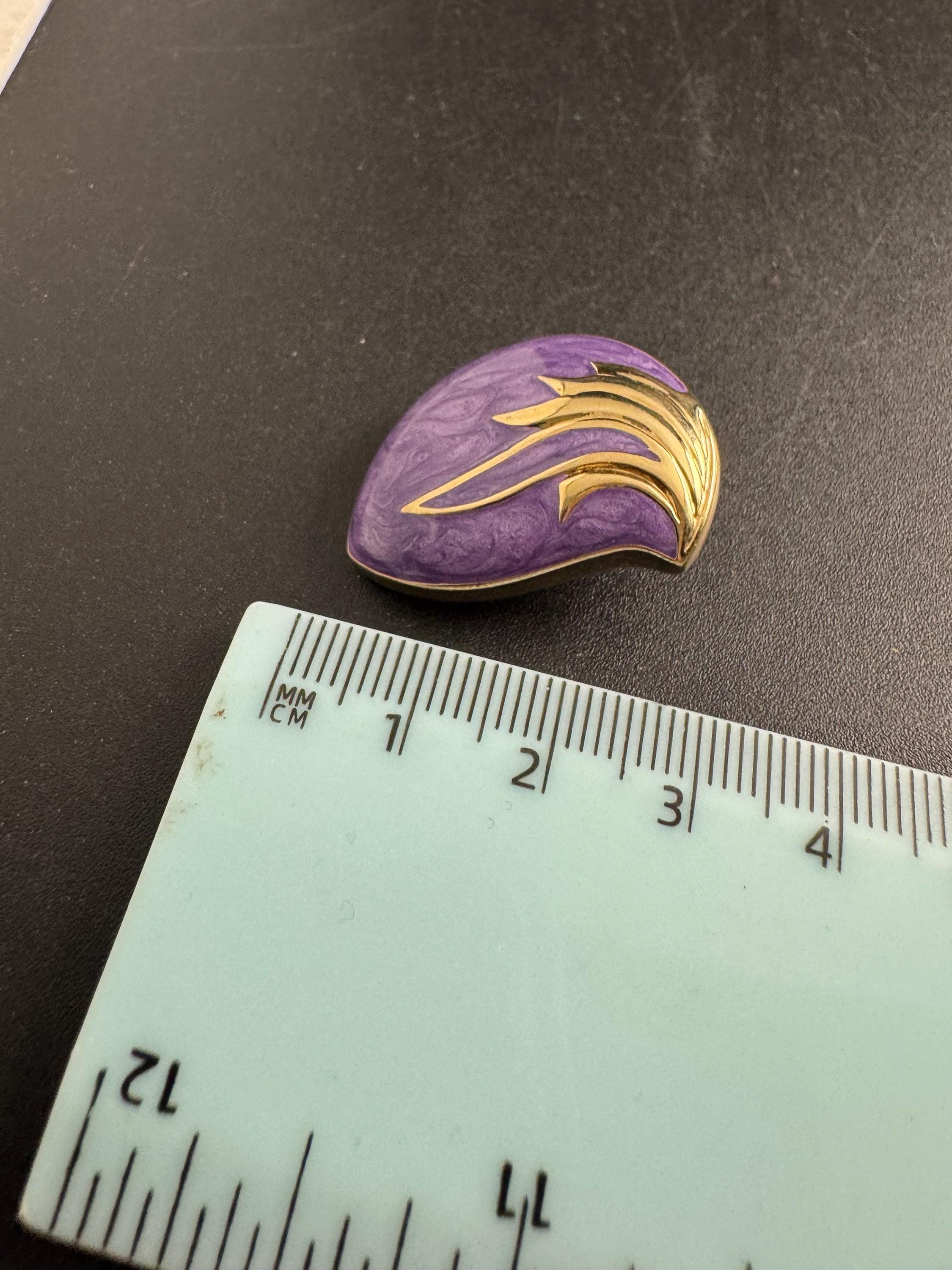 Purple Enamel Clip On Earrings: jaques vert vintage gold plated