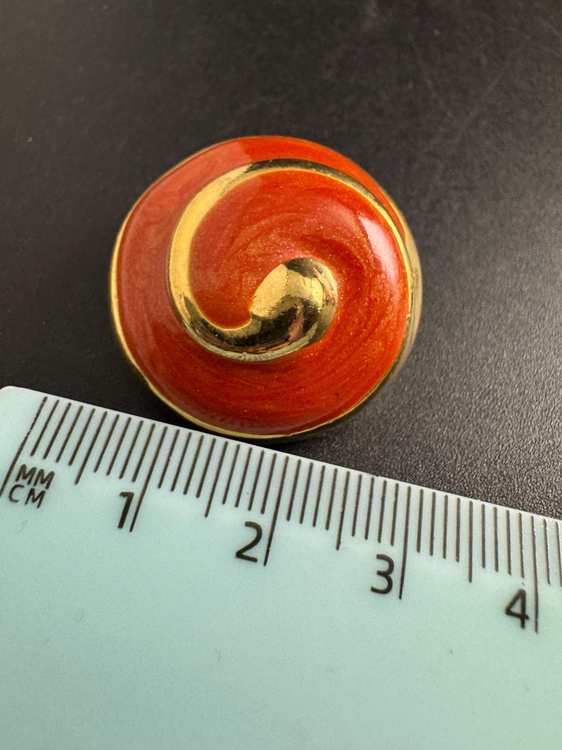 Orange Enamel Clip On Earrings: jaques vert vintage gold plated