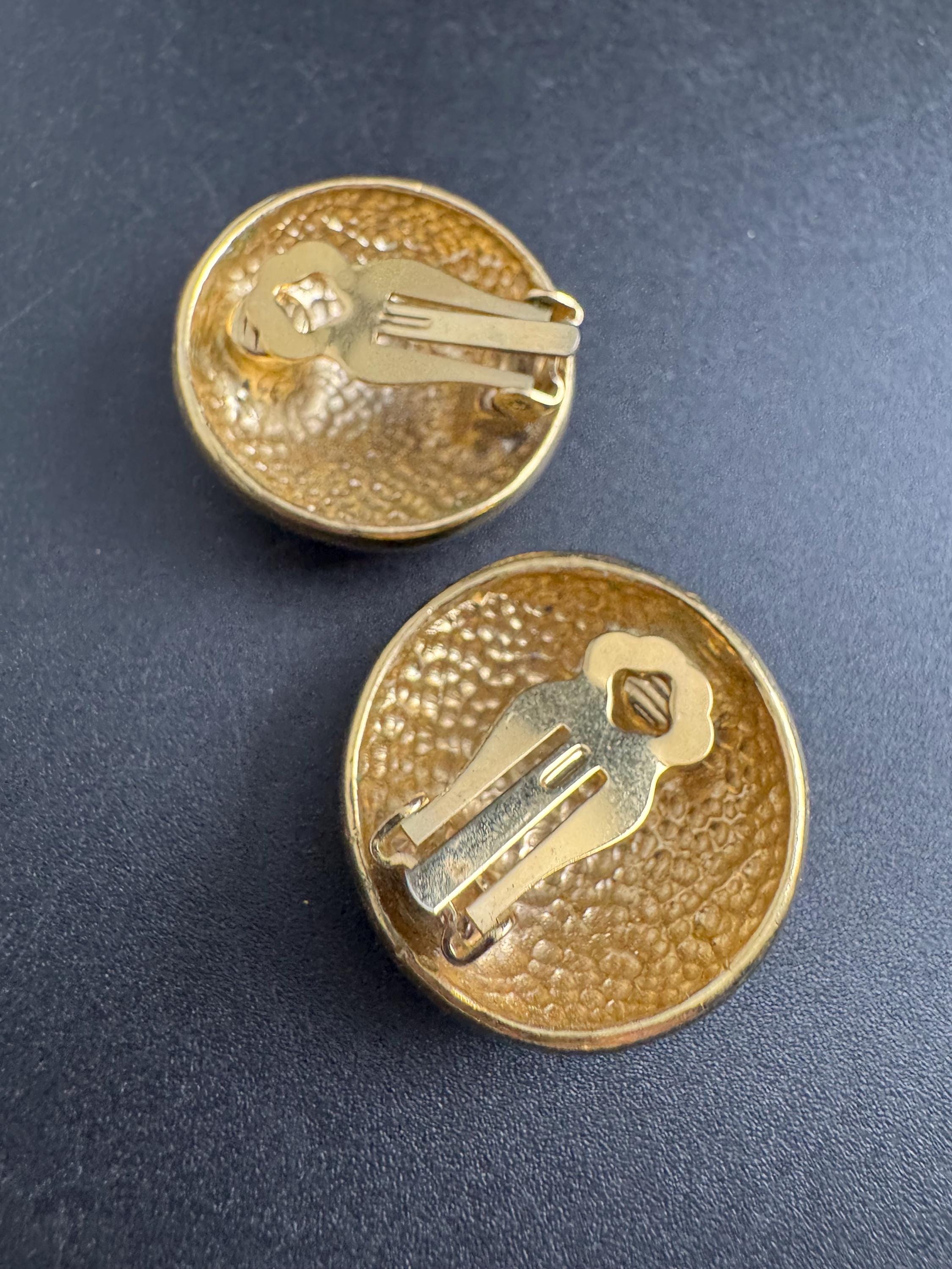 Orange Enamel Clip On Earrings: jaques vert vintage gold plated