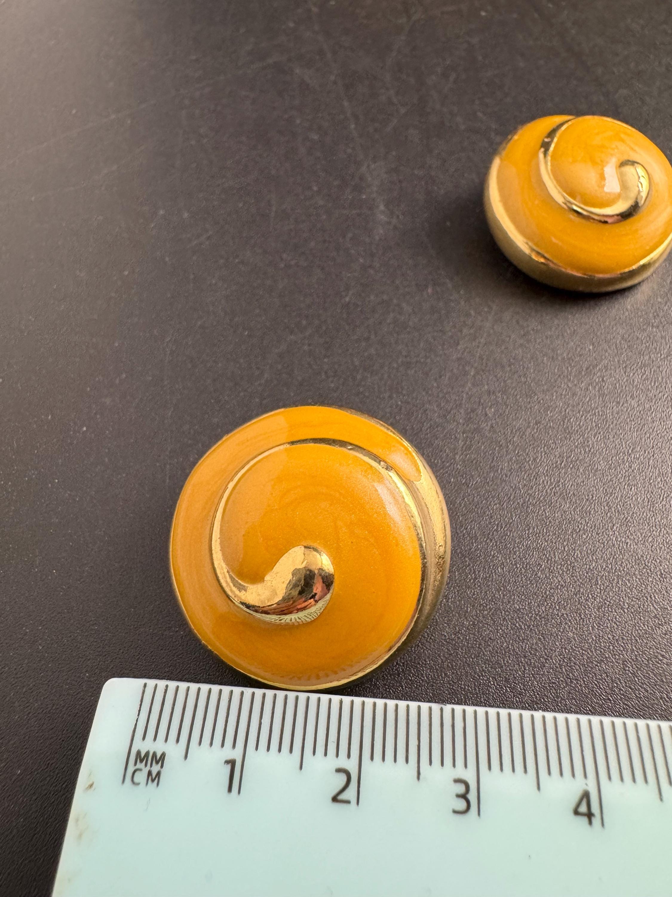 Yellow Enamel Clip On Earrings: jaques vert vintage gold plated