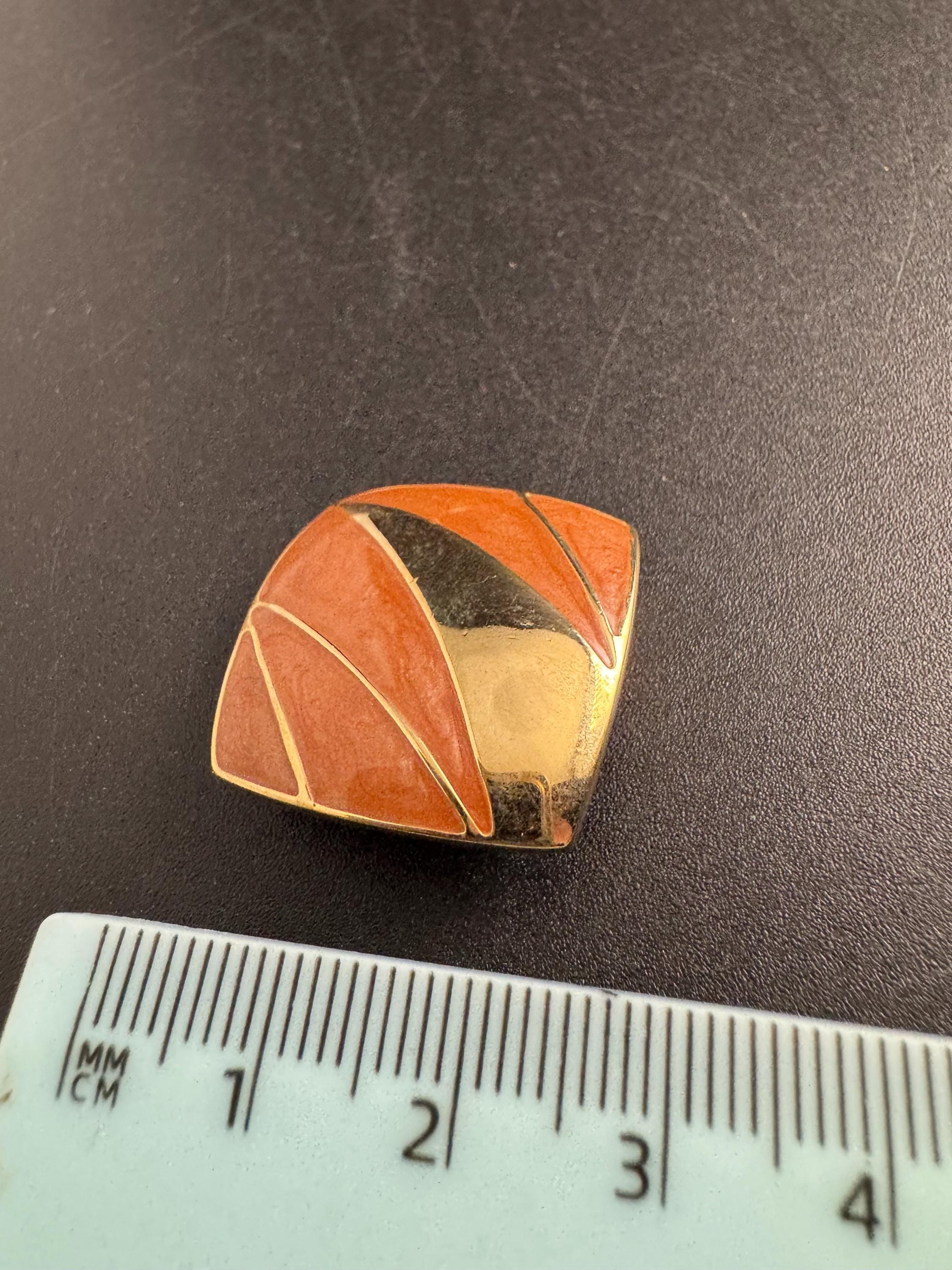 Beige brown Enamel Clip On Earrings: jaques vert vintage gold plated